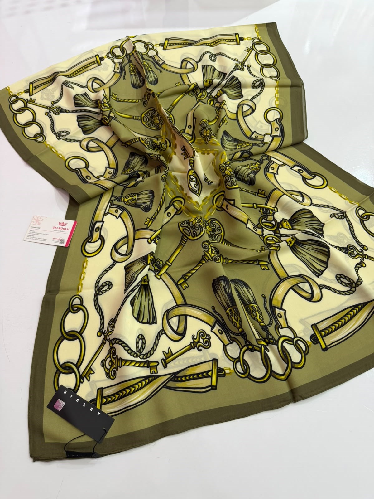 Sisley Desenli Floş Viskon Şal 04