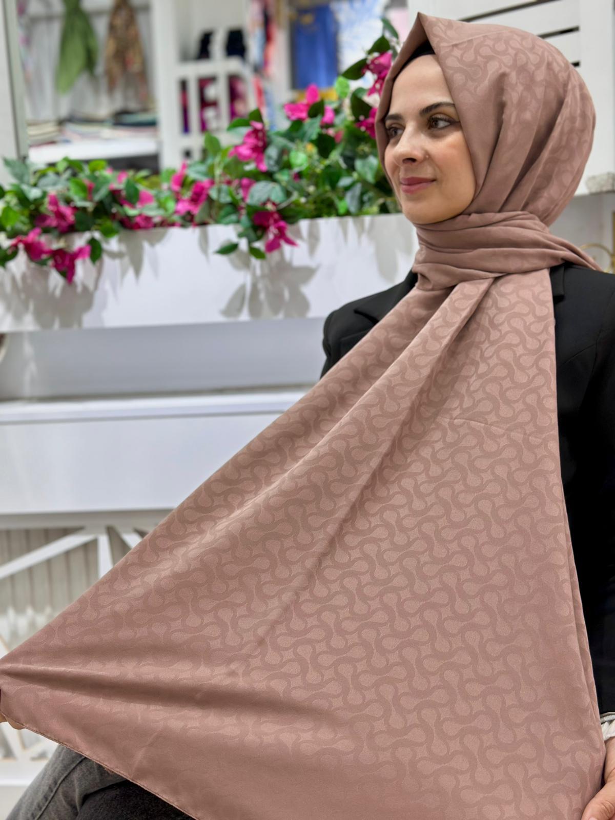 Siyane Bloom Desenli Şal Puslu Vizon Rengi
