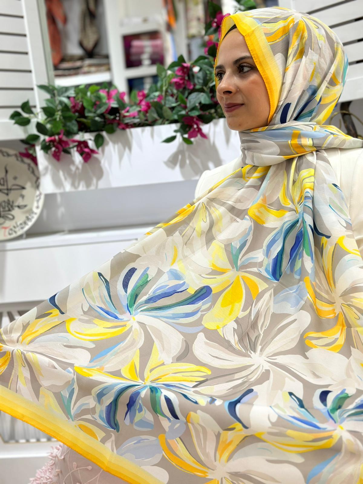 Siyane Desenli Pamuklu Şal 02