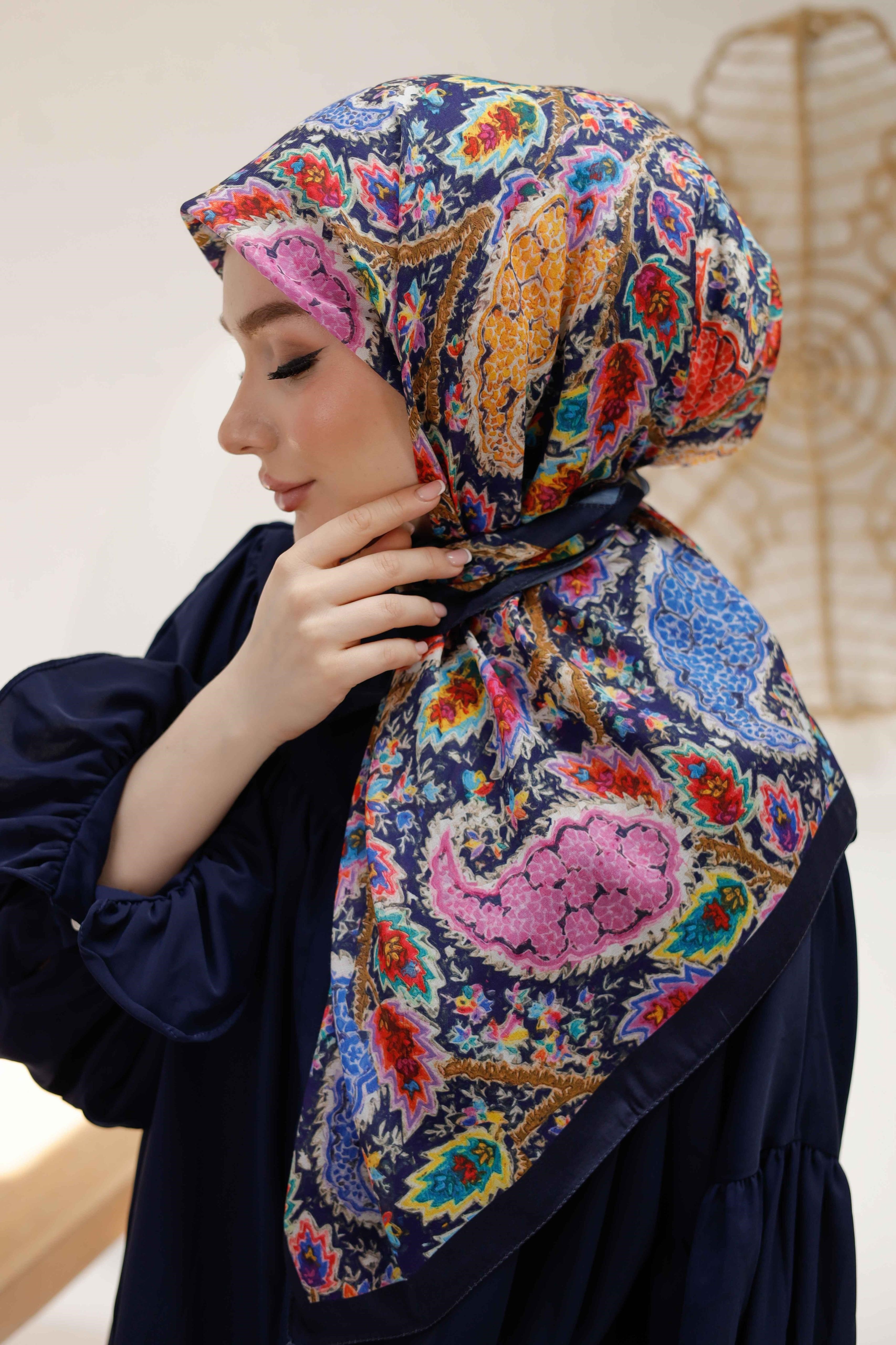 Siyane Desenli Soft Eşarp 06