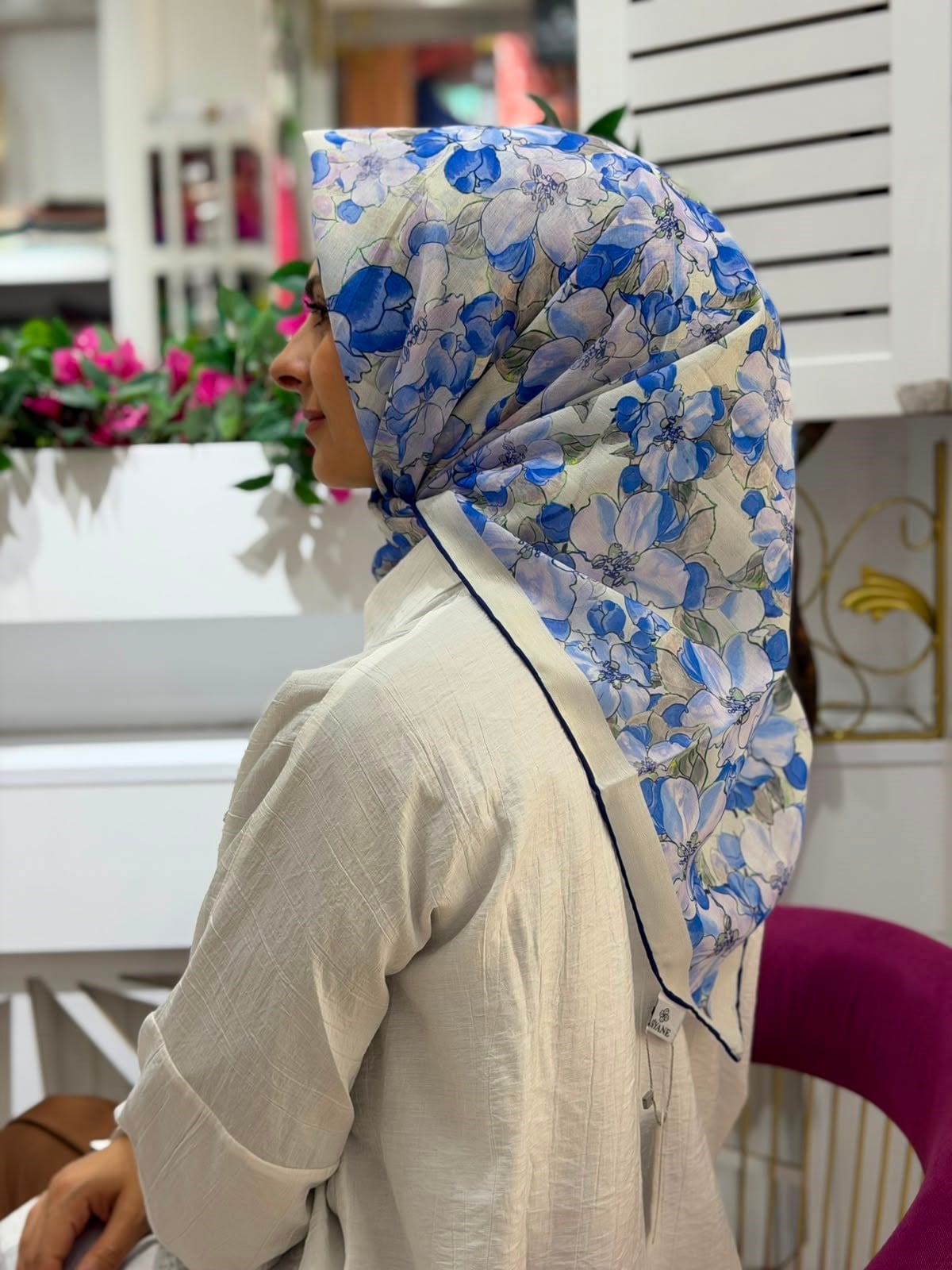 Siyane Flora Natural Eşarp 12