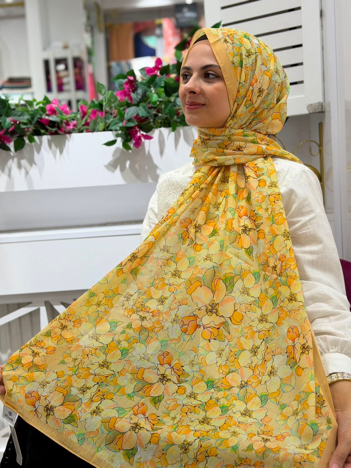 Siyane Flora Natural Şal 01