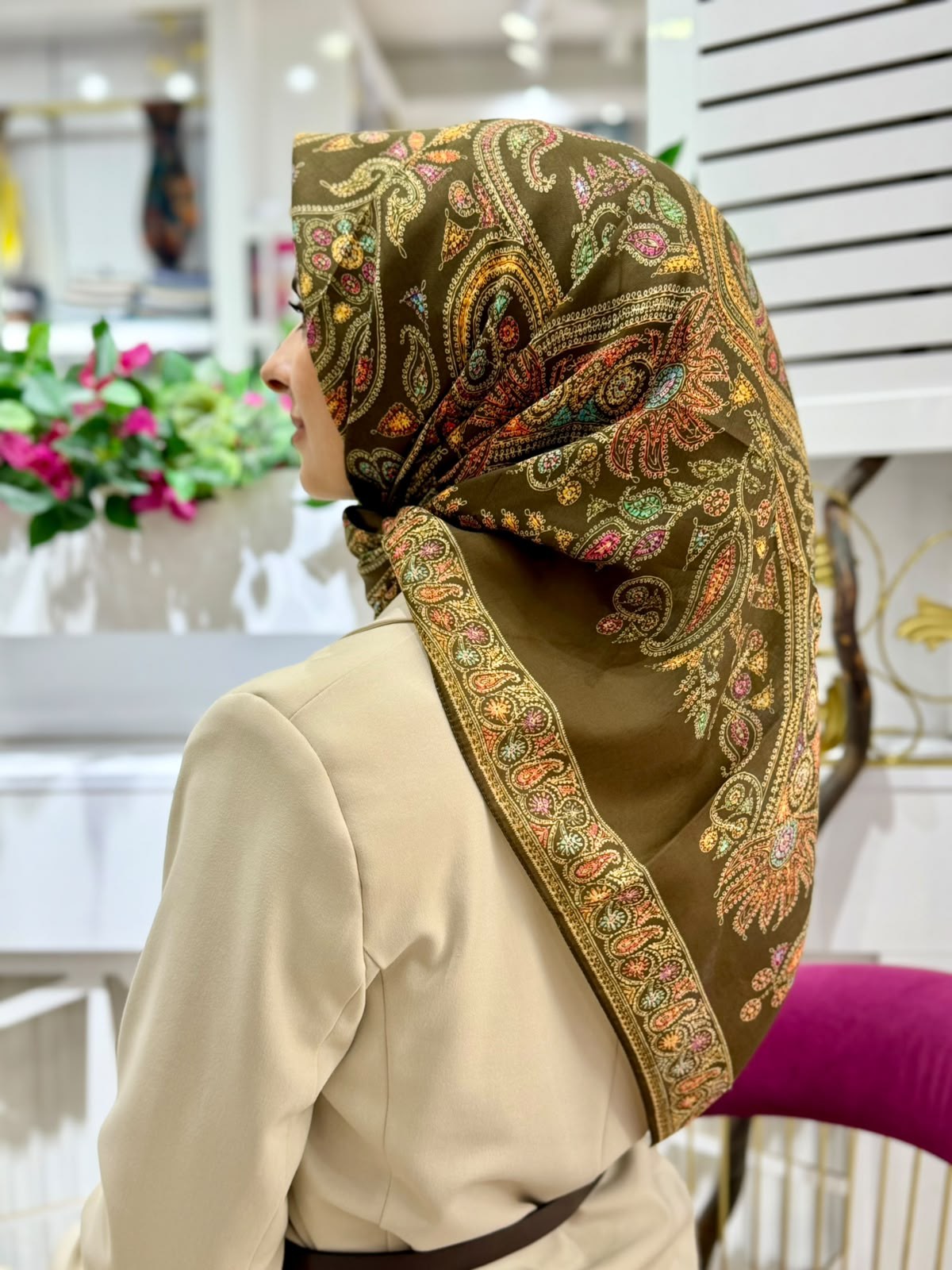 Siyane Mücevher Desenli Soft Eşarp 04
