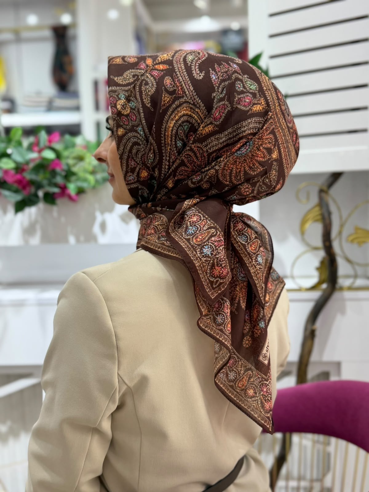 Siyane Mücevher Desenli Soft Eşarp 10