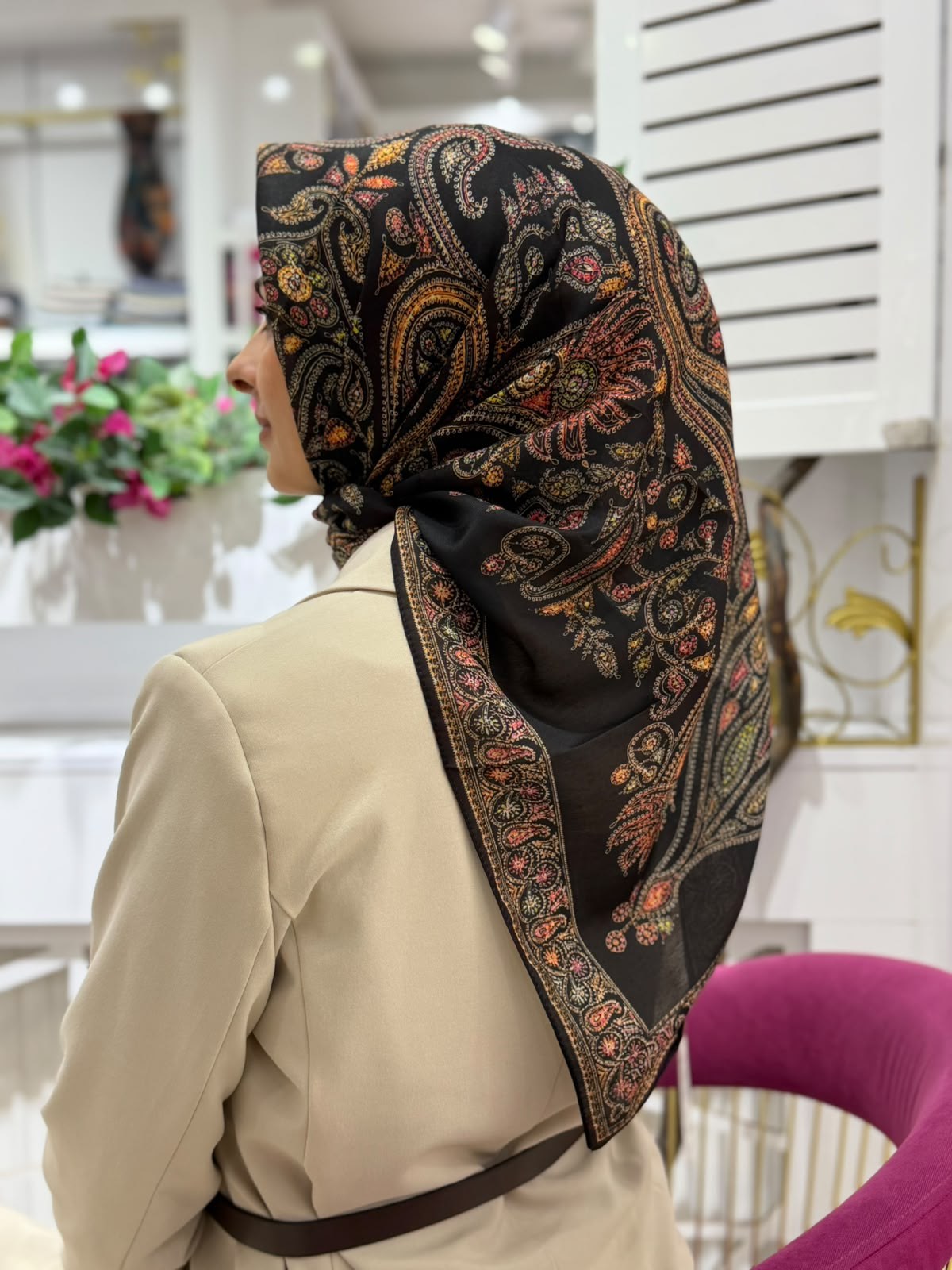 Siyane Mücevher Desenli Soft Eşarp 16