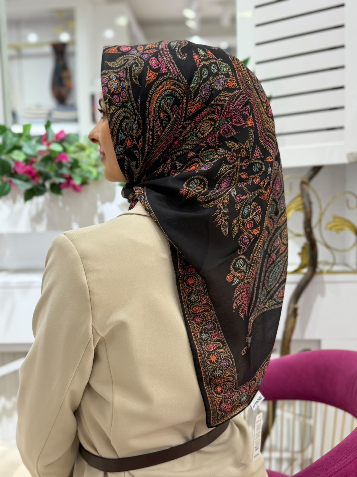 Siyane Mücevher Desenli Soft Eşarp 21