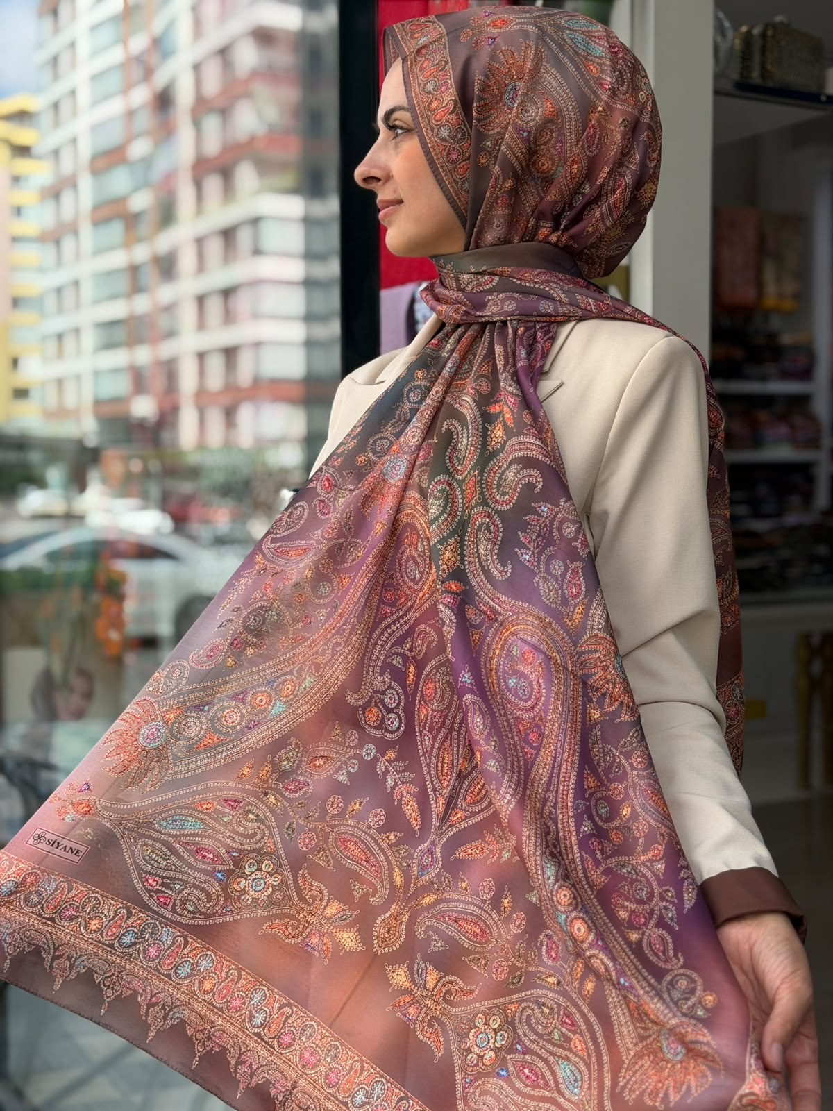 Siyane Mücevher Desenli Soft Şal 16