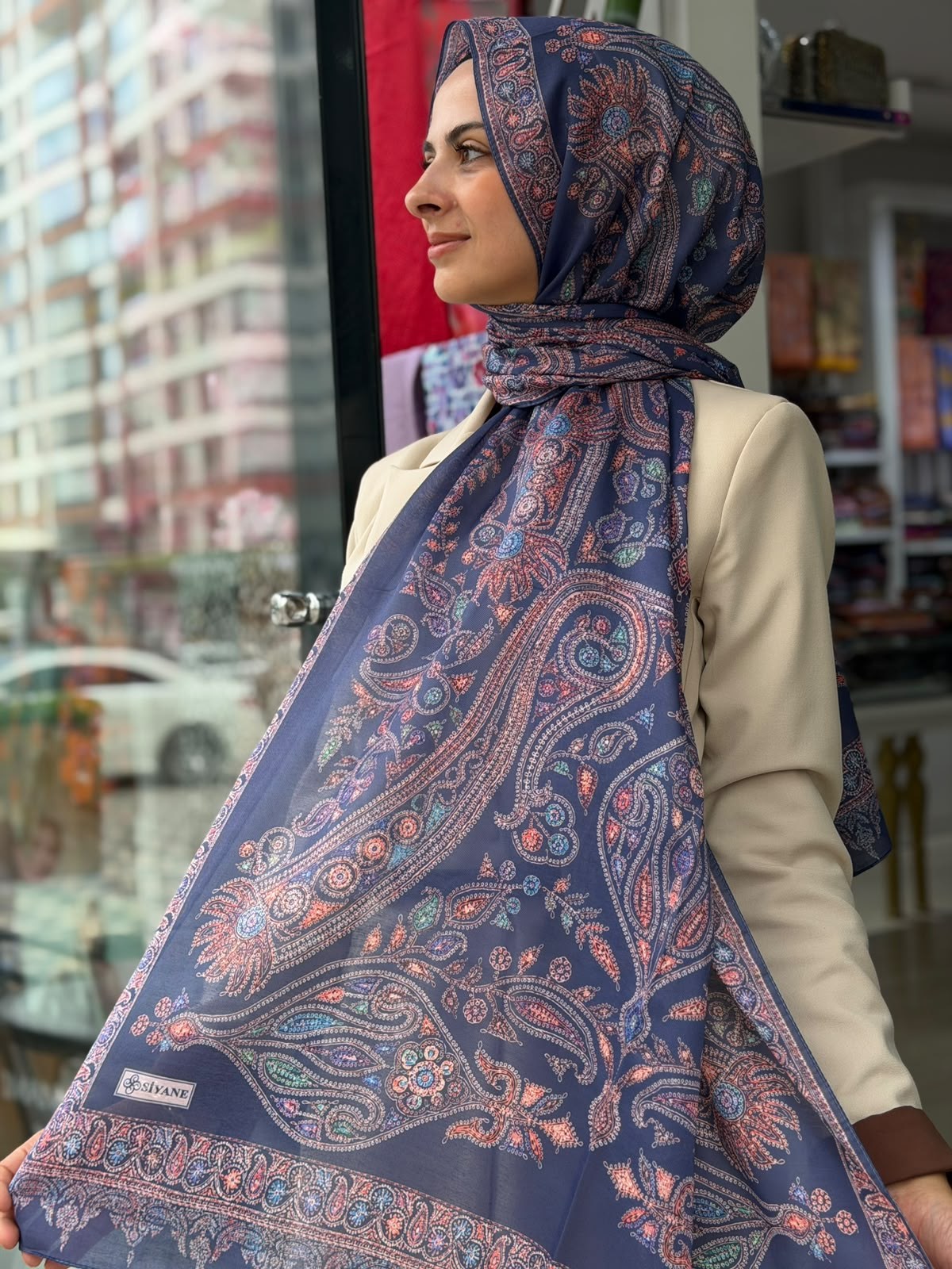 Siyane Mücevher Desenli Soft Şal 20