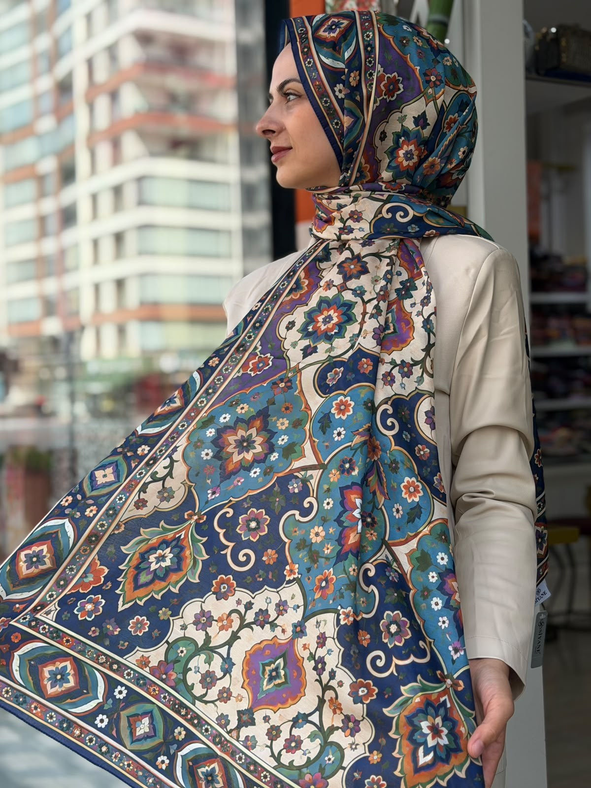 Siyane Nakkaş Desen Soft Şal 11