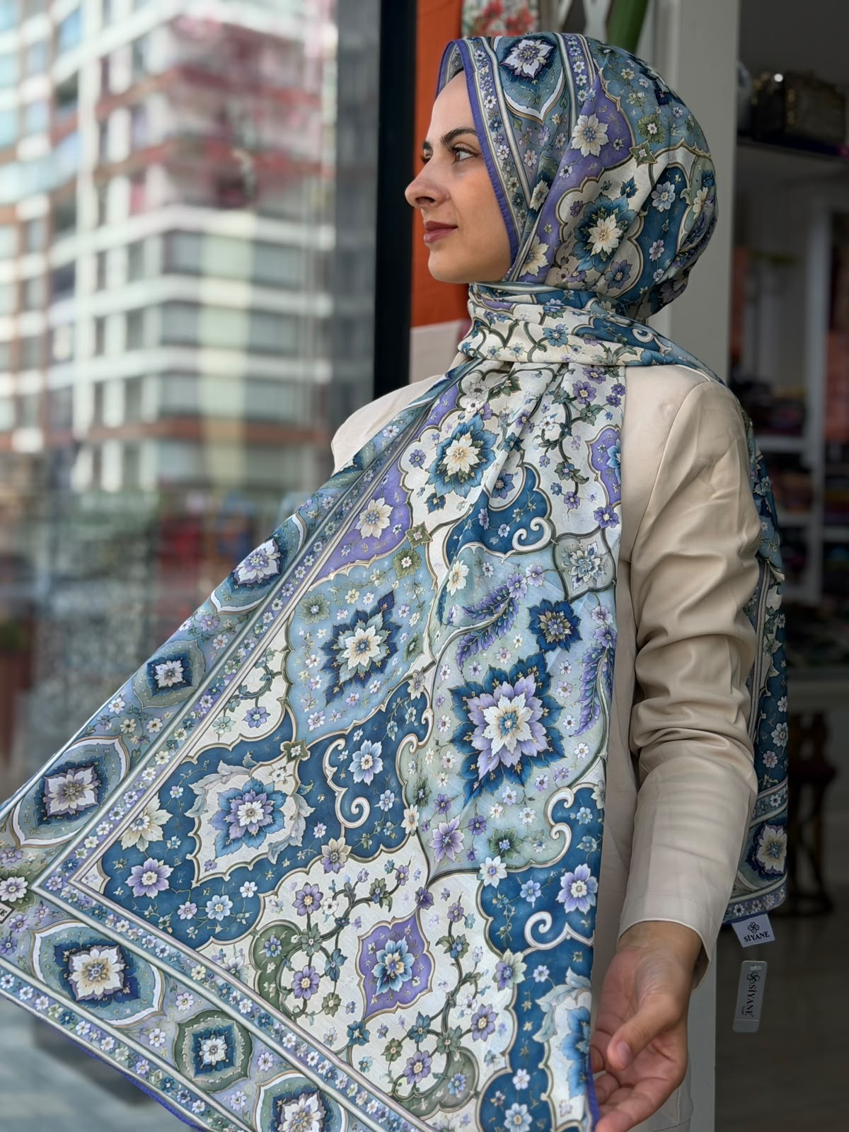 Siyane Nakkaş Desen Soft Şal 13