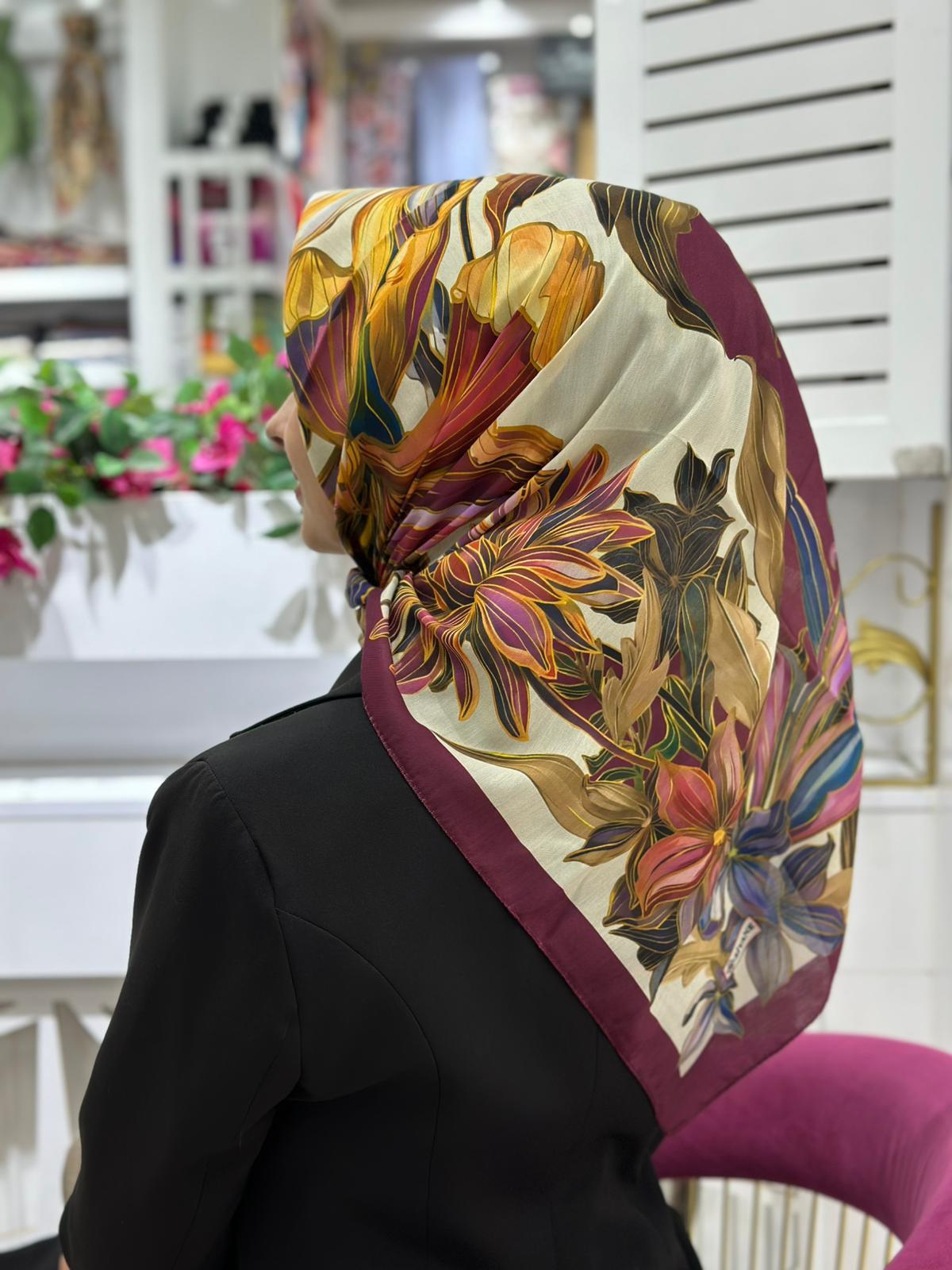 Siyane Zambak Eşarp 06