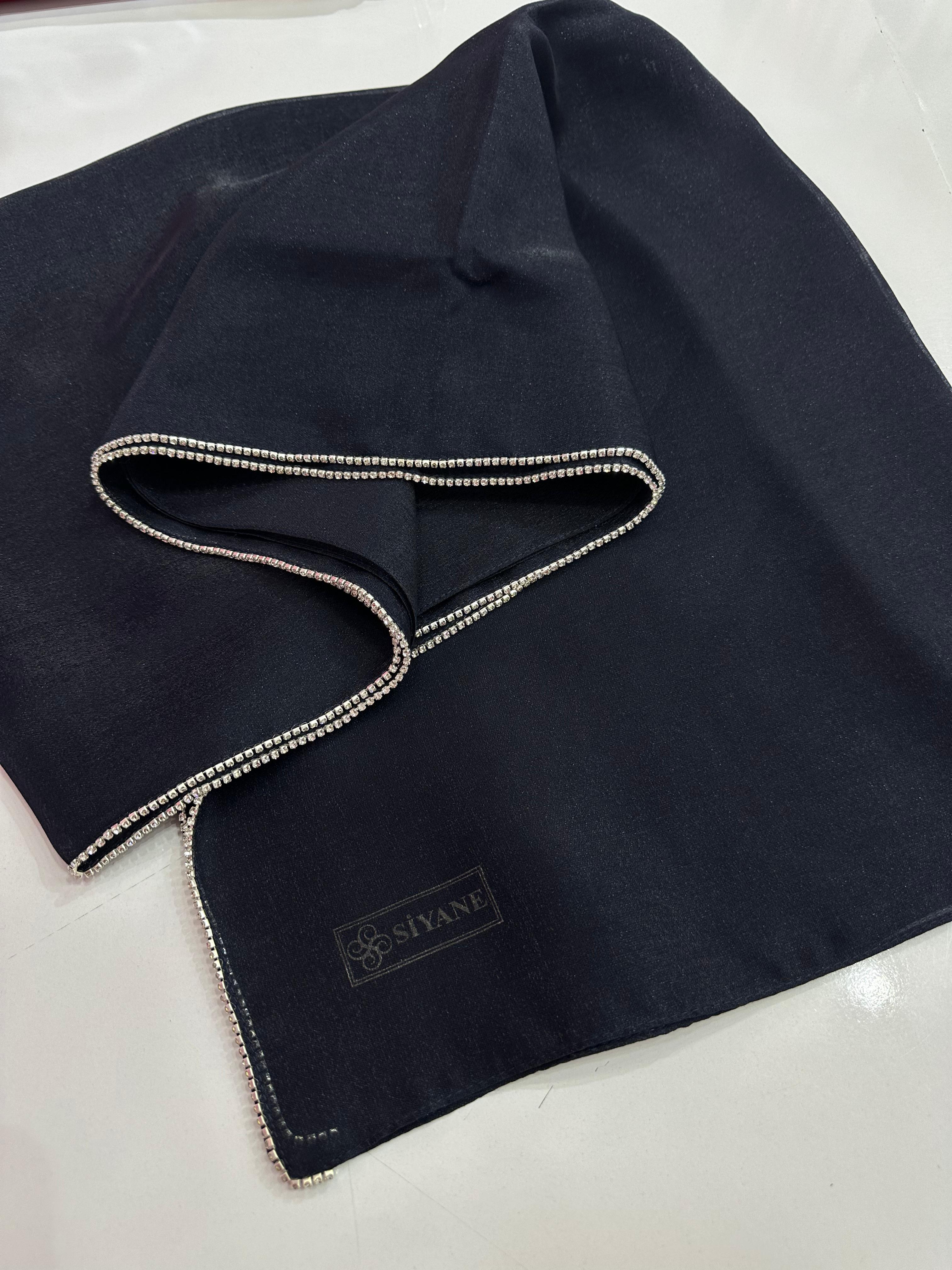 Swarovski Detaylı Pırlanta Şal (Koyu Lacivert)