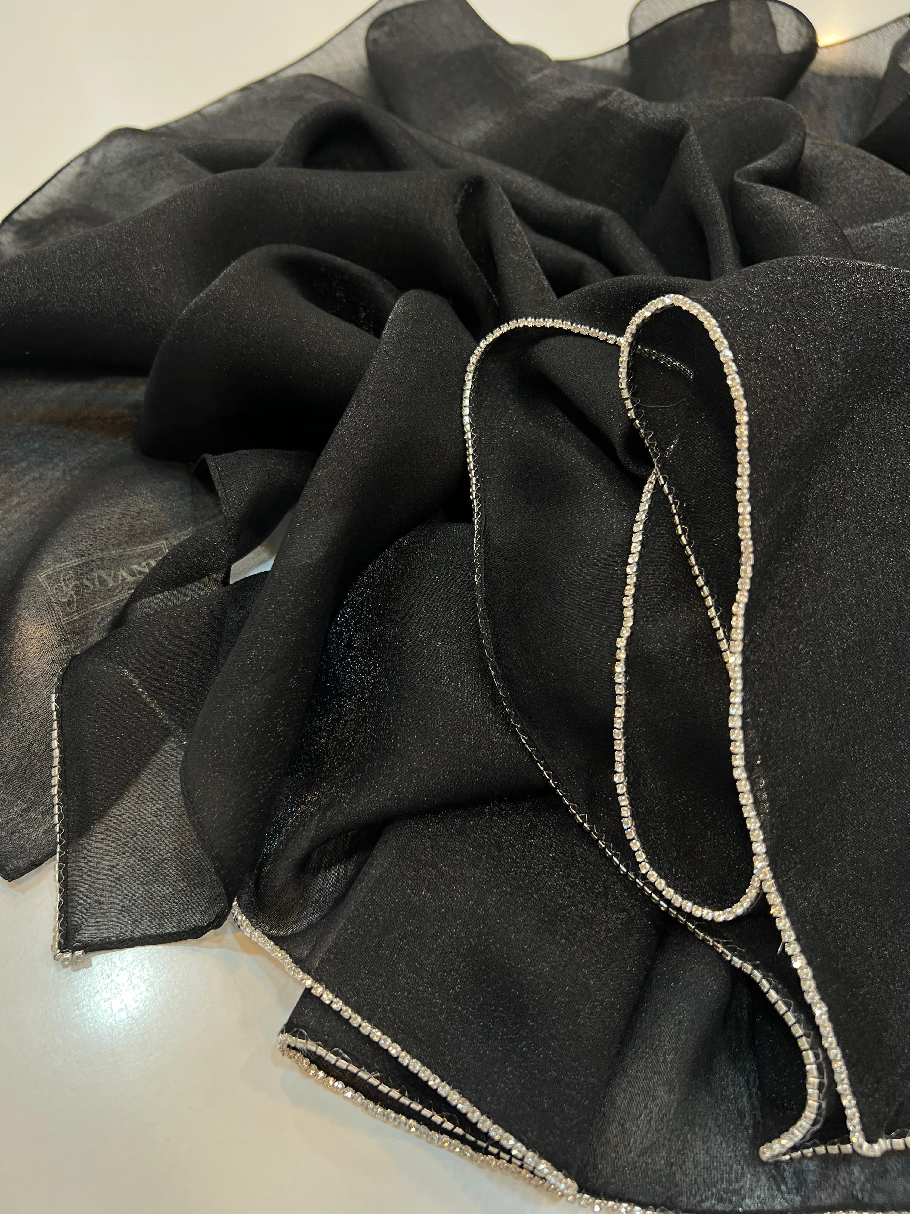 Swarovski Detaylı Pırlanta Şal (Siyah)