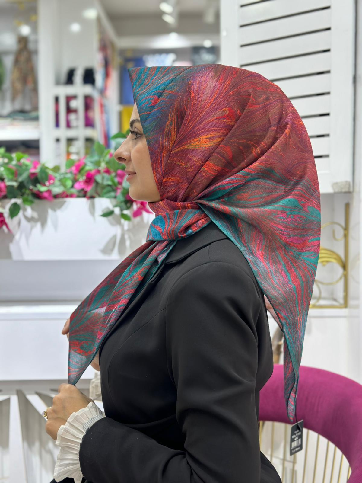 Zer Ebruli Desenli Eşarp 07