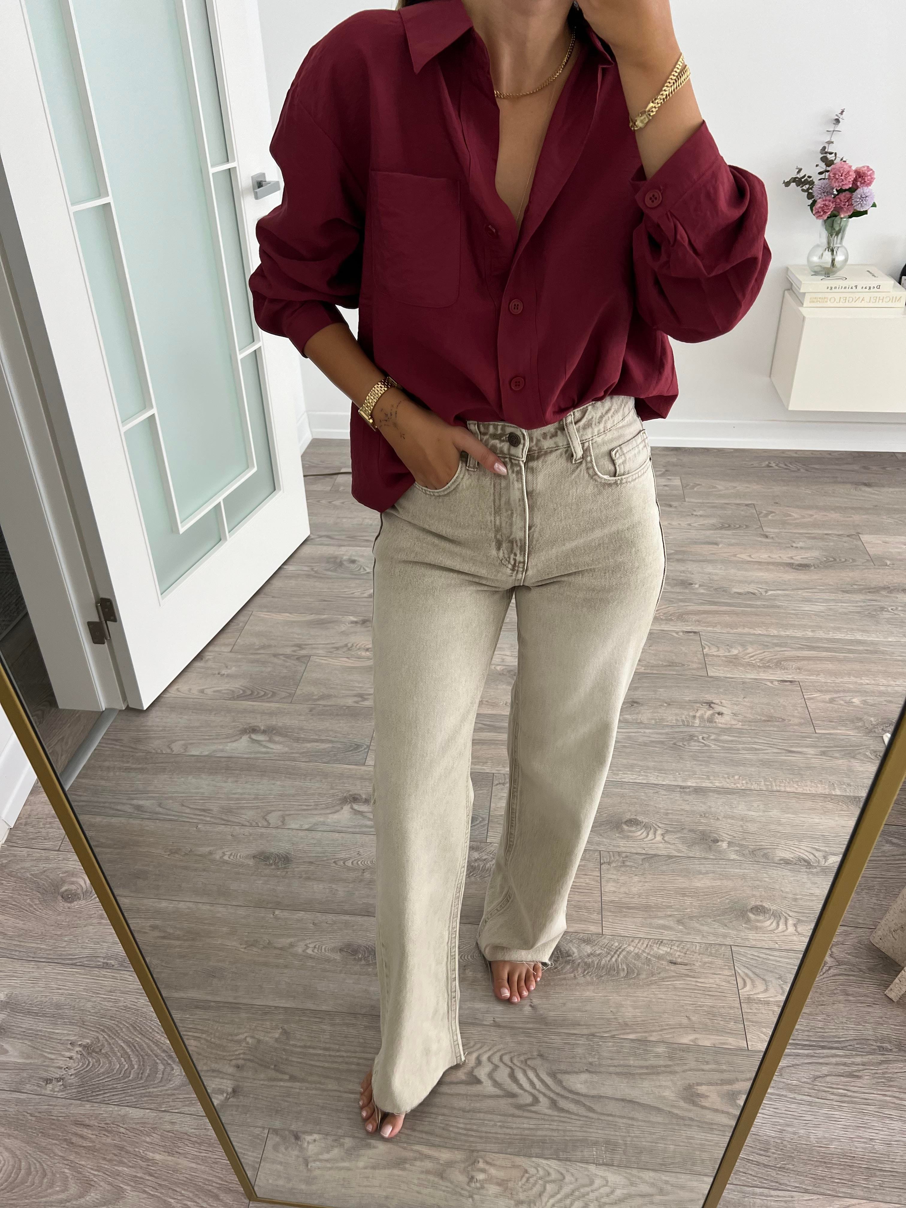 Açık Renk Taşlanmış Wide Leg Jean