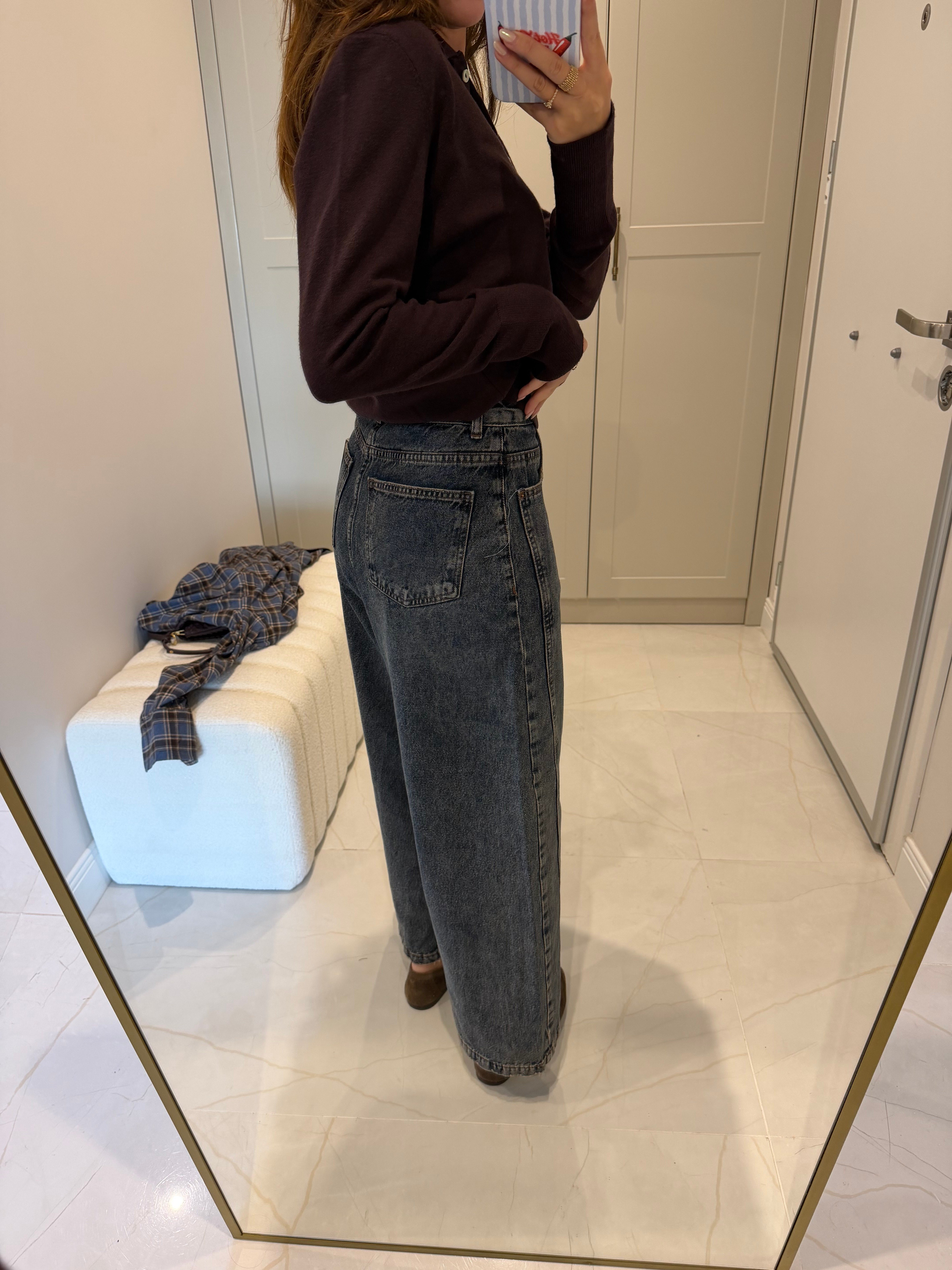 Barrel Kesim Dikişli Jean