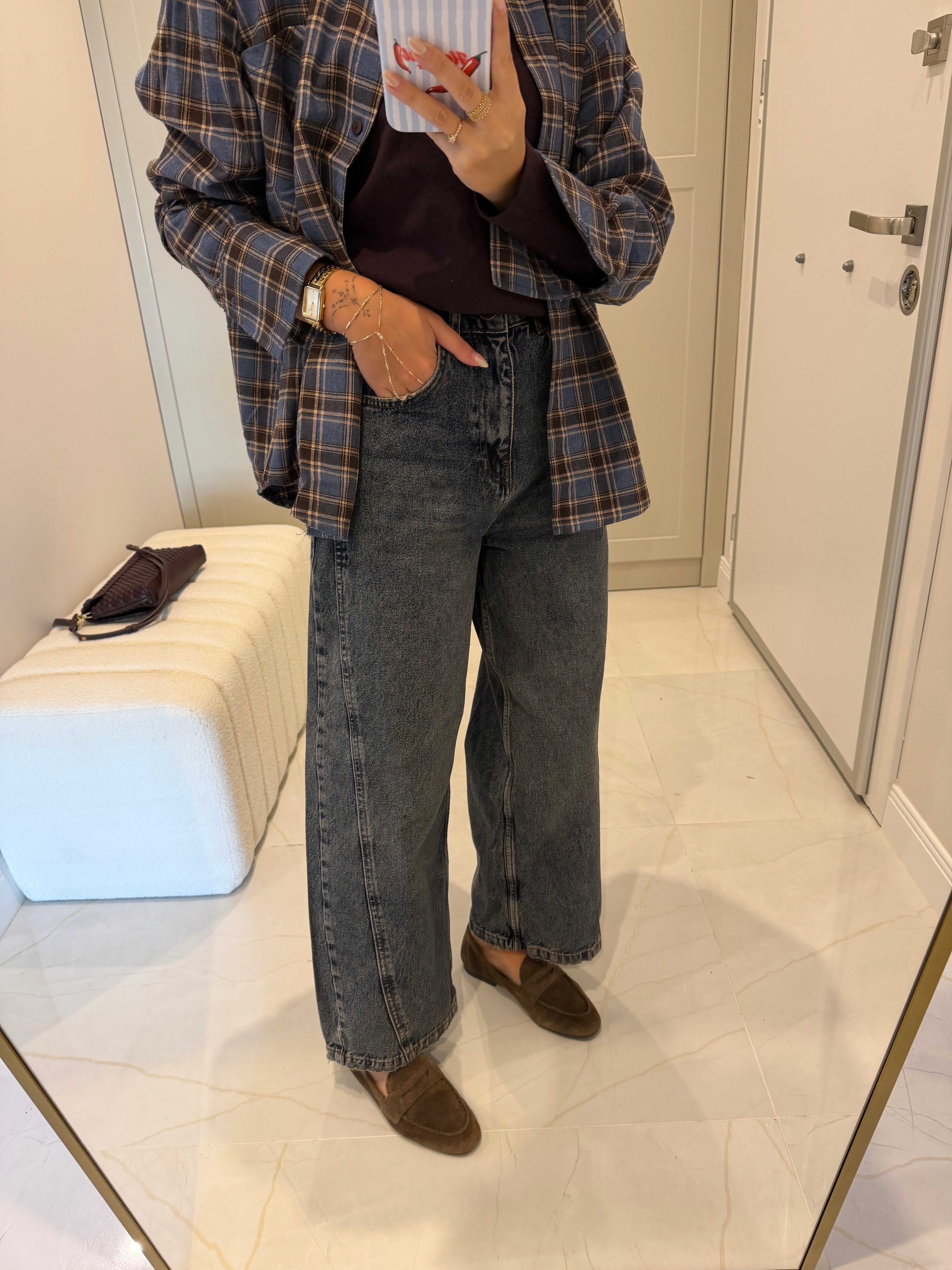 Barrel Kesim Dikişli Jean