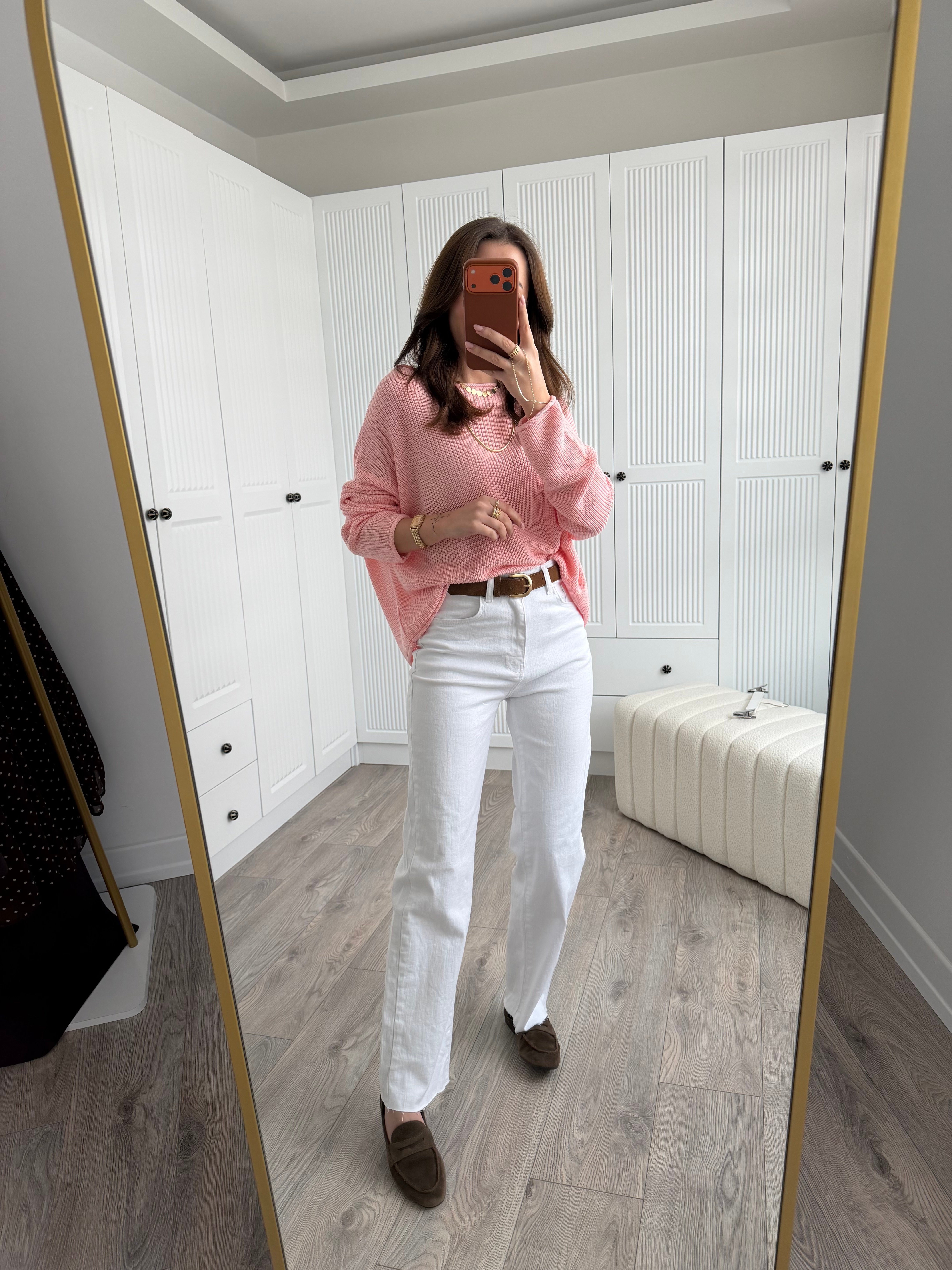 Beyaz Straight Likralı Jean