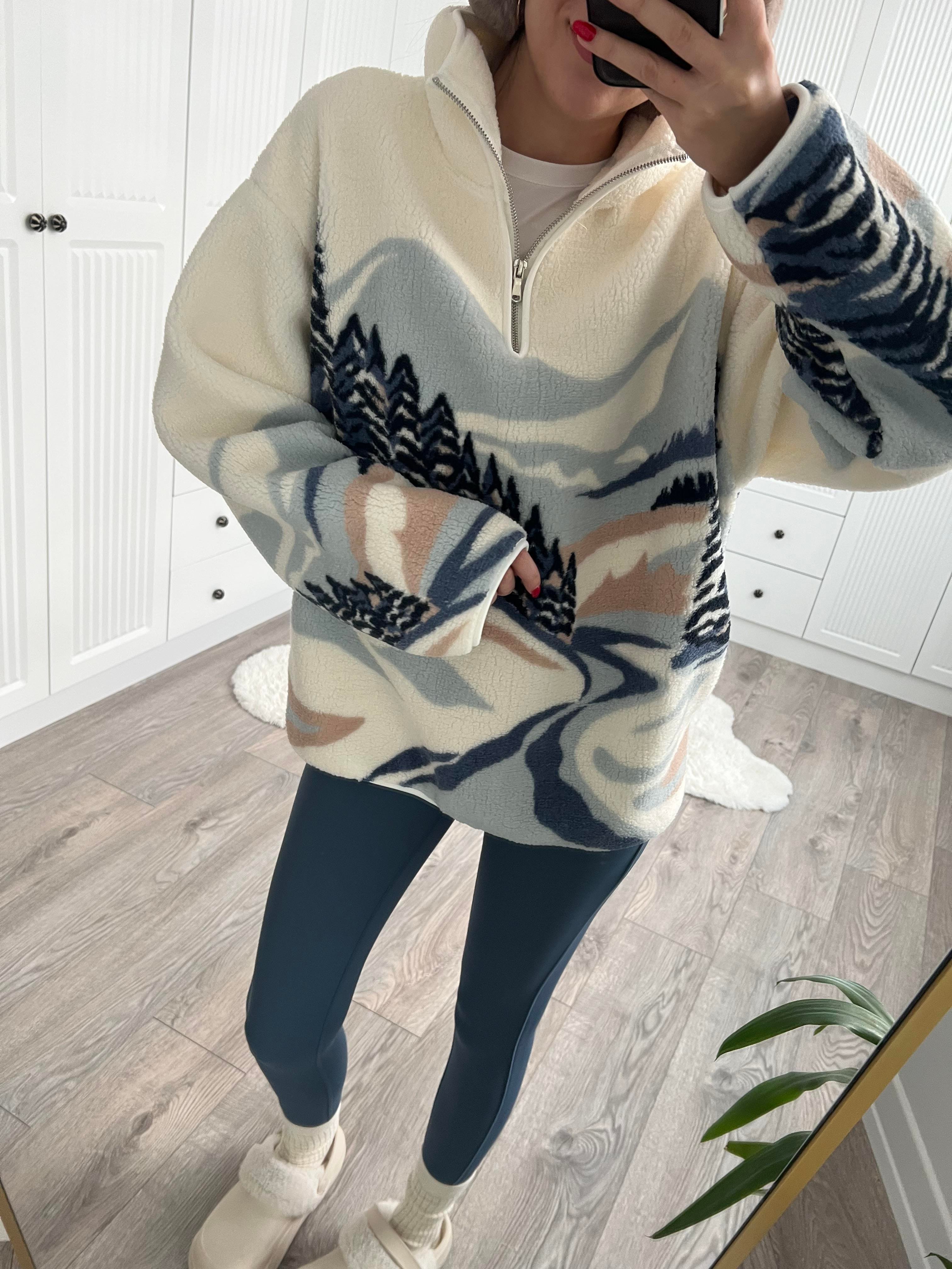 Desenli Polar Fermuarlı Sweat