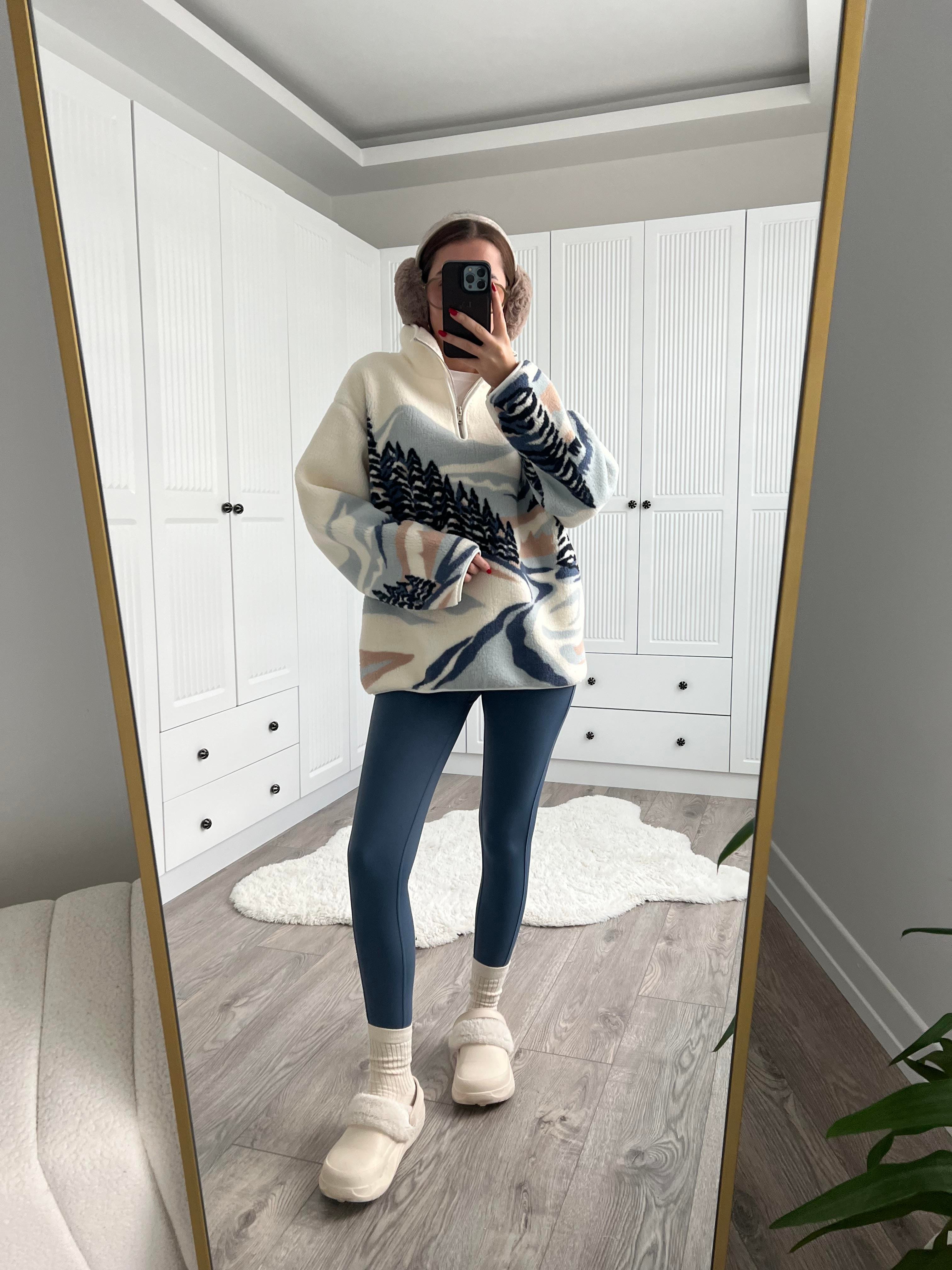 Desenli Polar Fermuarlı Sweat