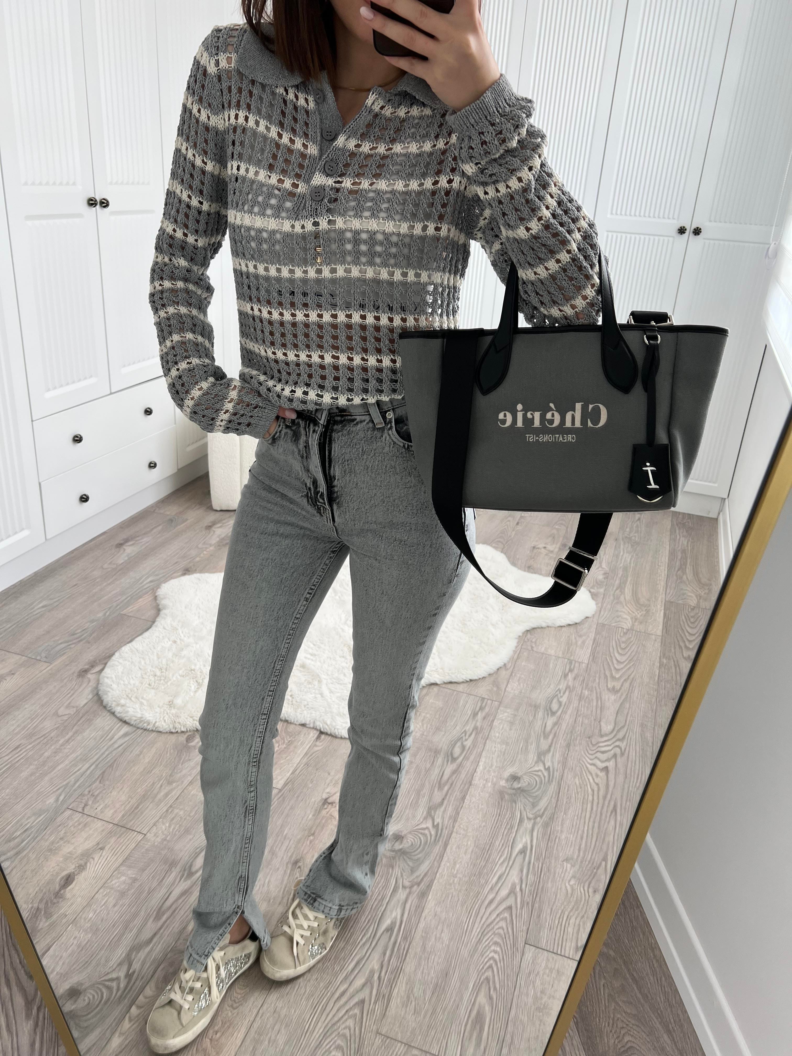 Dilvin Paça Yırtmaçlı Gri Jean 