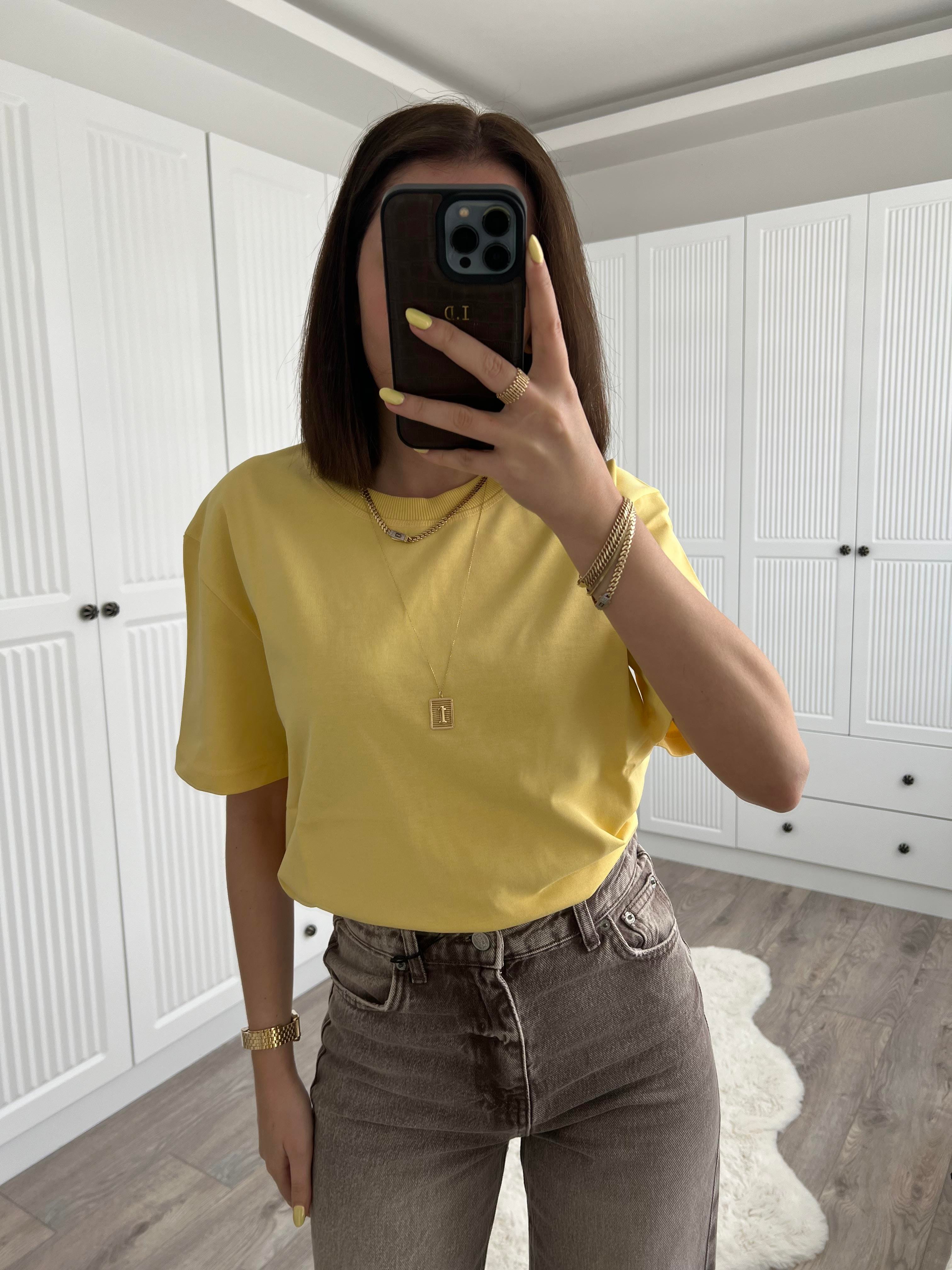 Dilvin Yaka Dikişli Sarı Premium Basic 