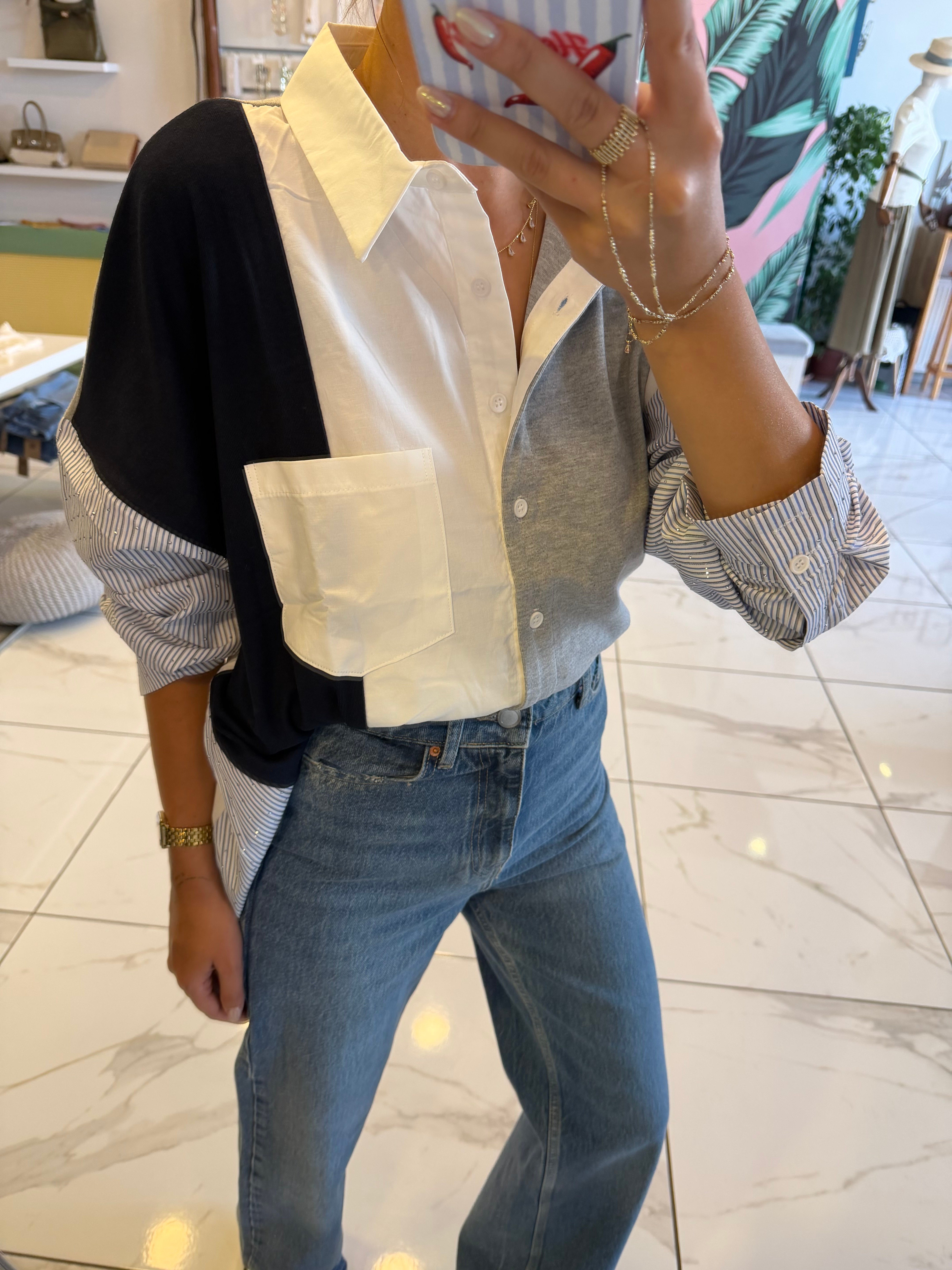 Ipkyol Model Taşlı Mix Tasarım Gömlek