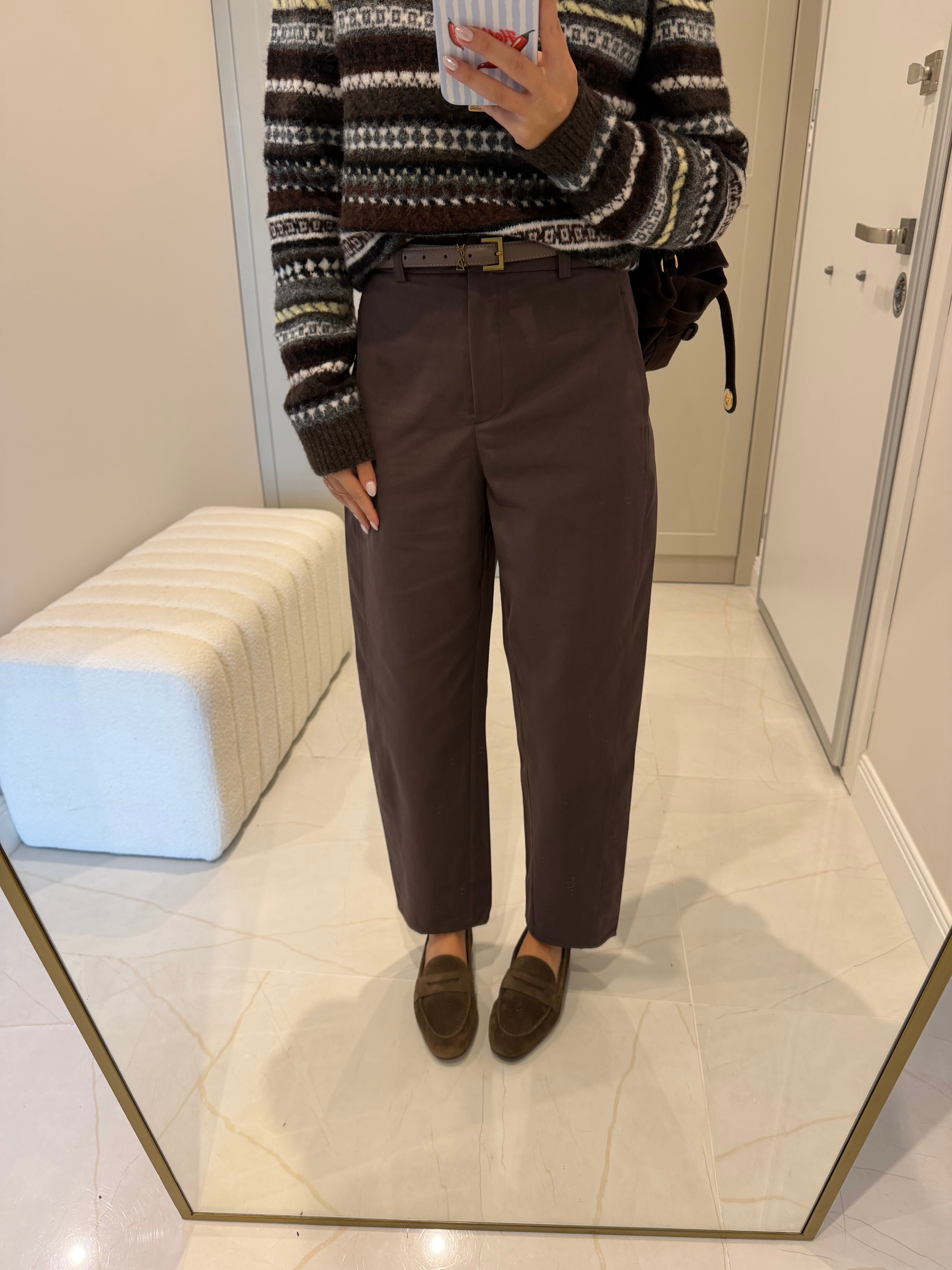 Kahve Klasik Düz Kesim Gabardin Pantolon