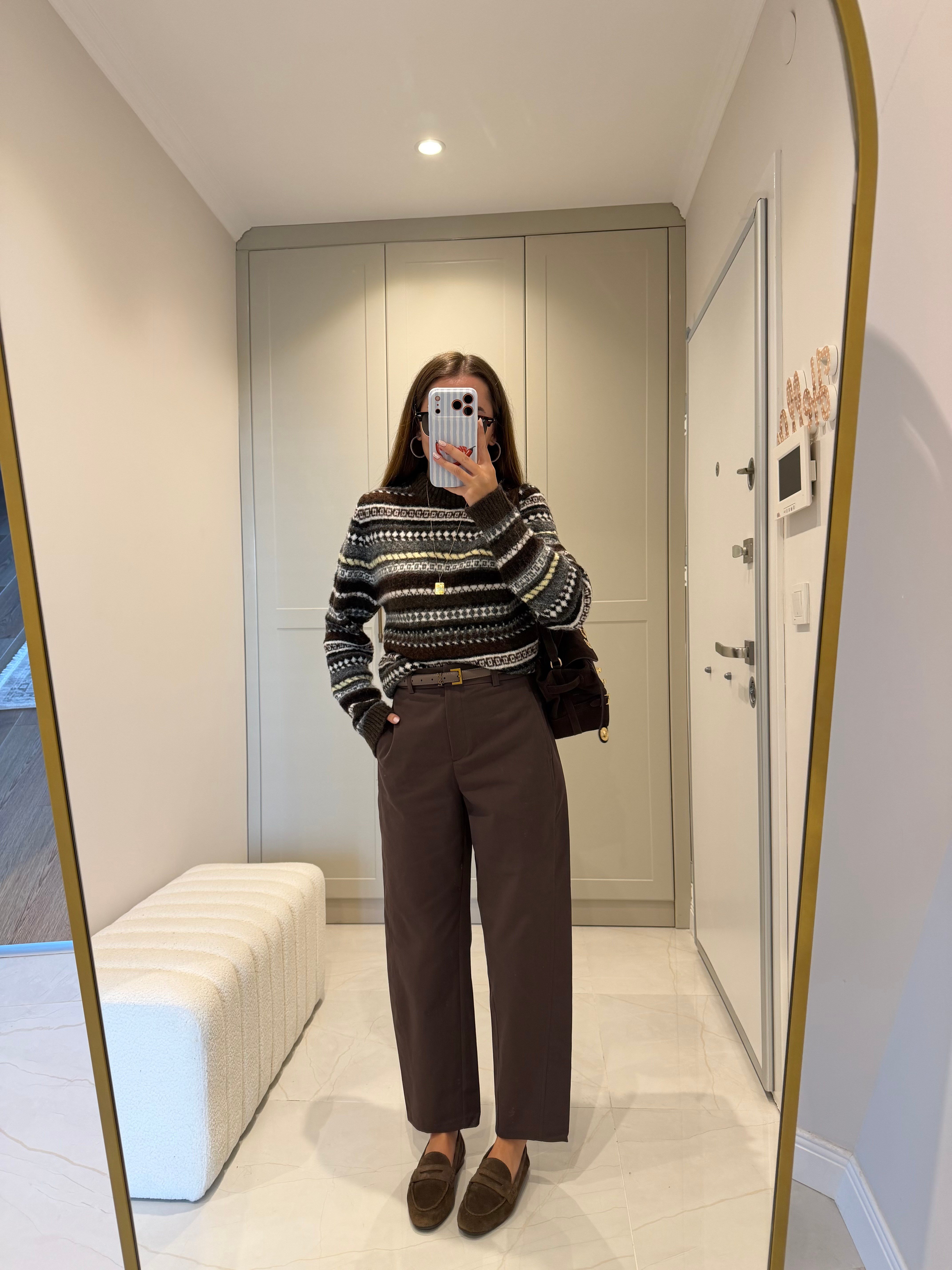 Kahve Klasik Düz Kesim Gabardin Pantolon