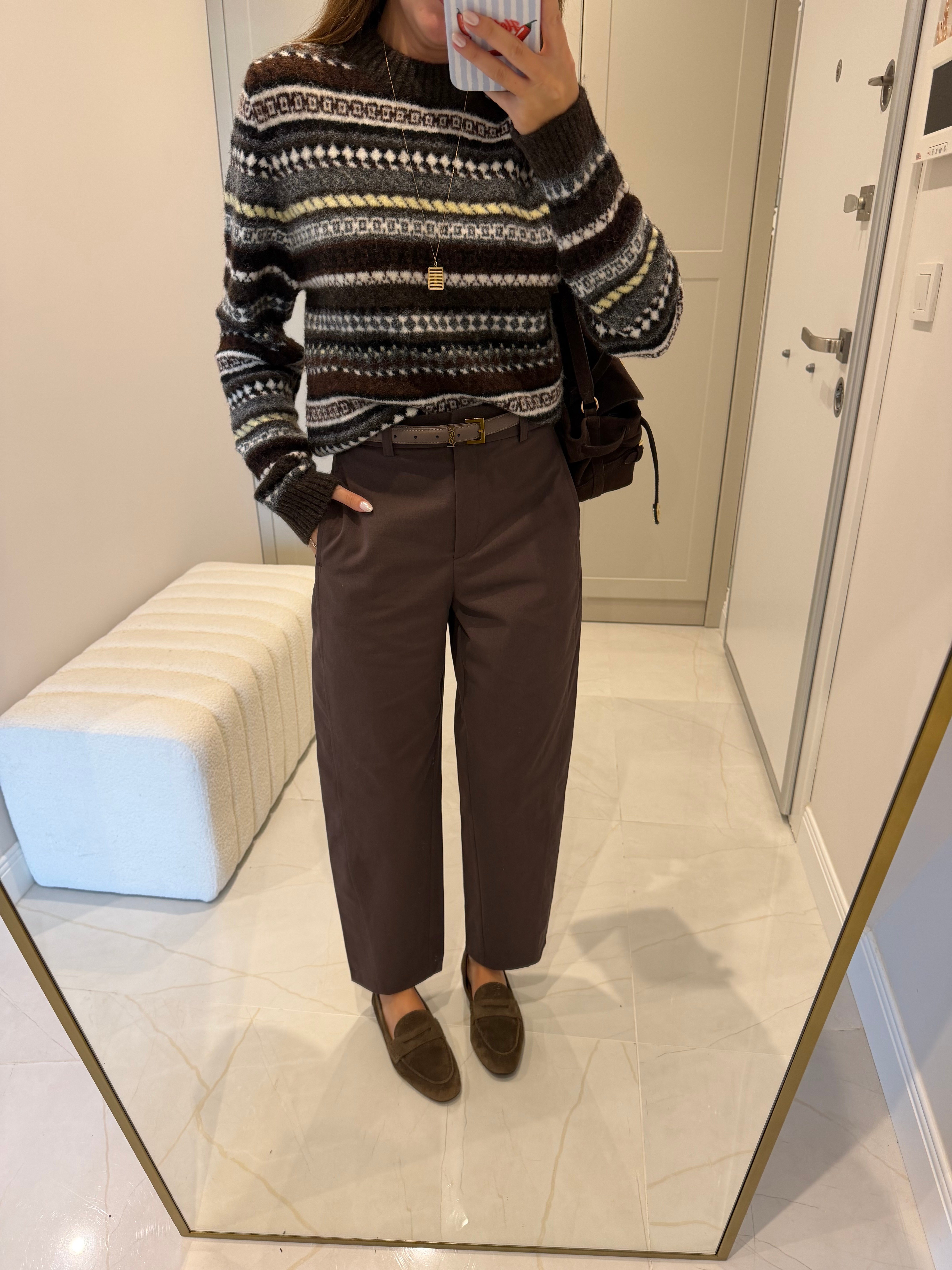 Kahve Klasik Düz Kesim Gabardin Pantolon