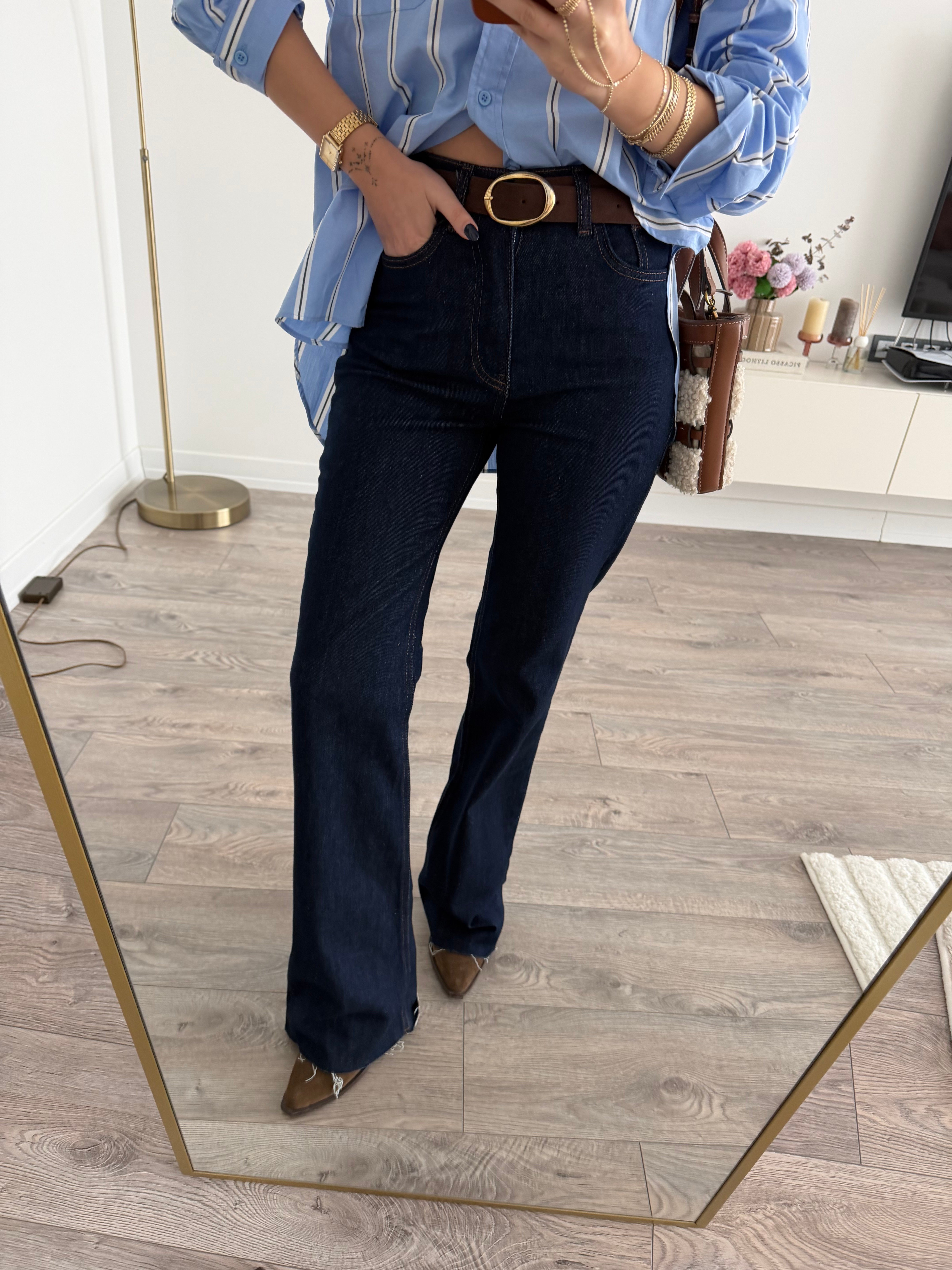 Laci Likralı Kesik Straight Jean