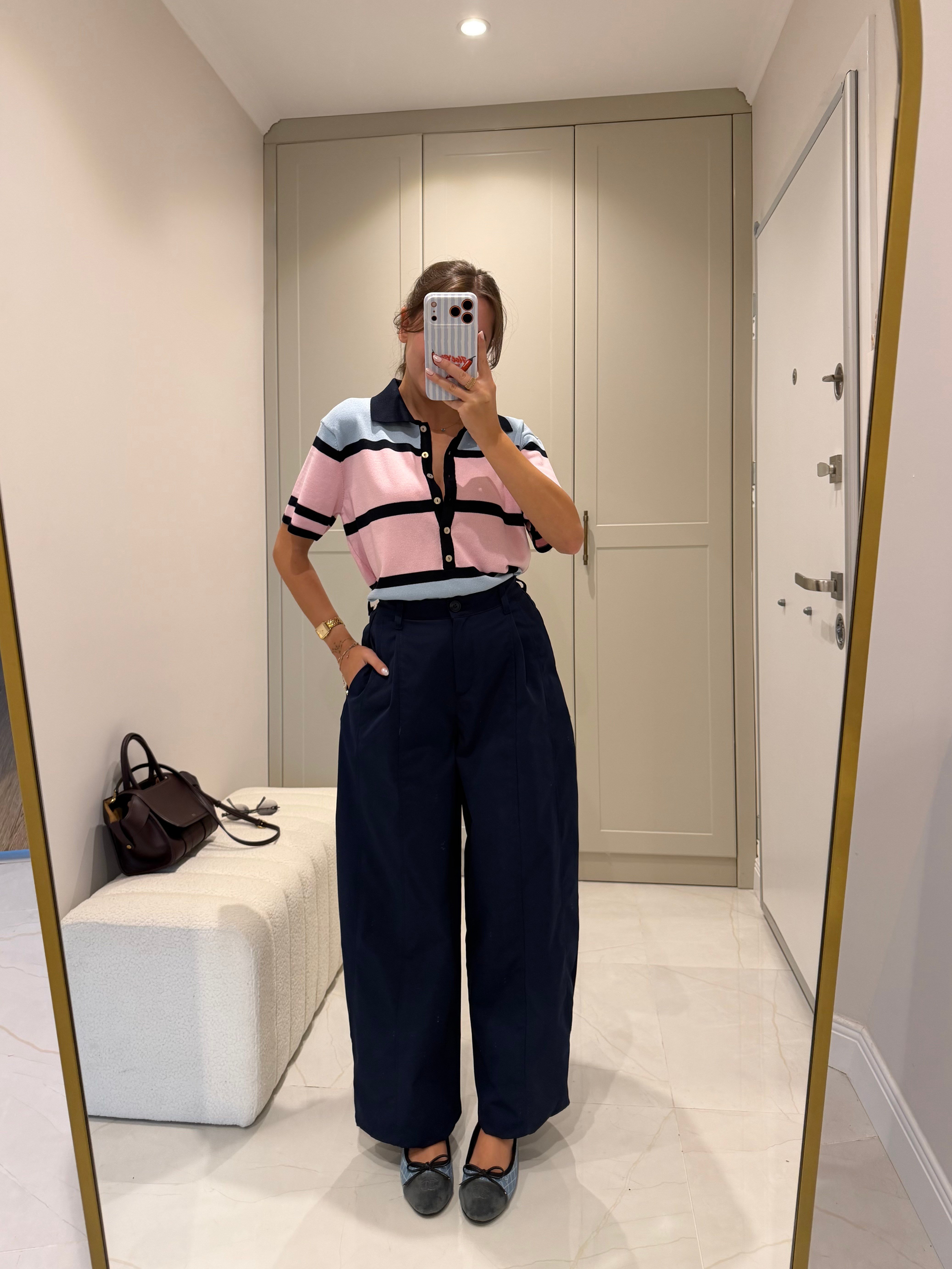 Lacivert Balon Kesim Gabardin Pantolon 