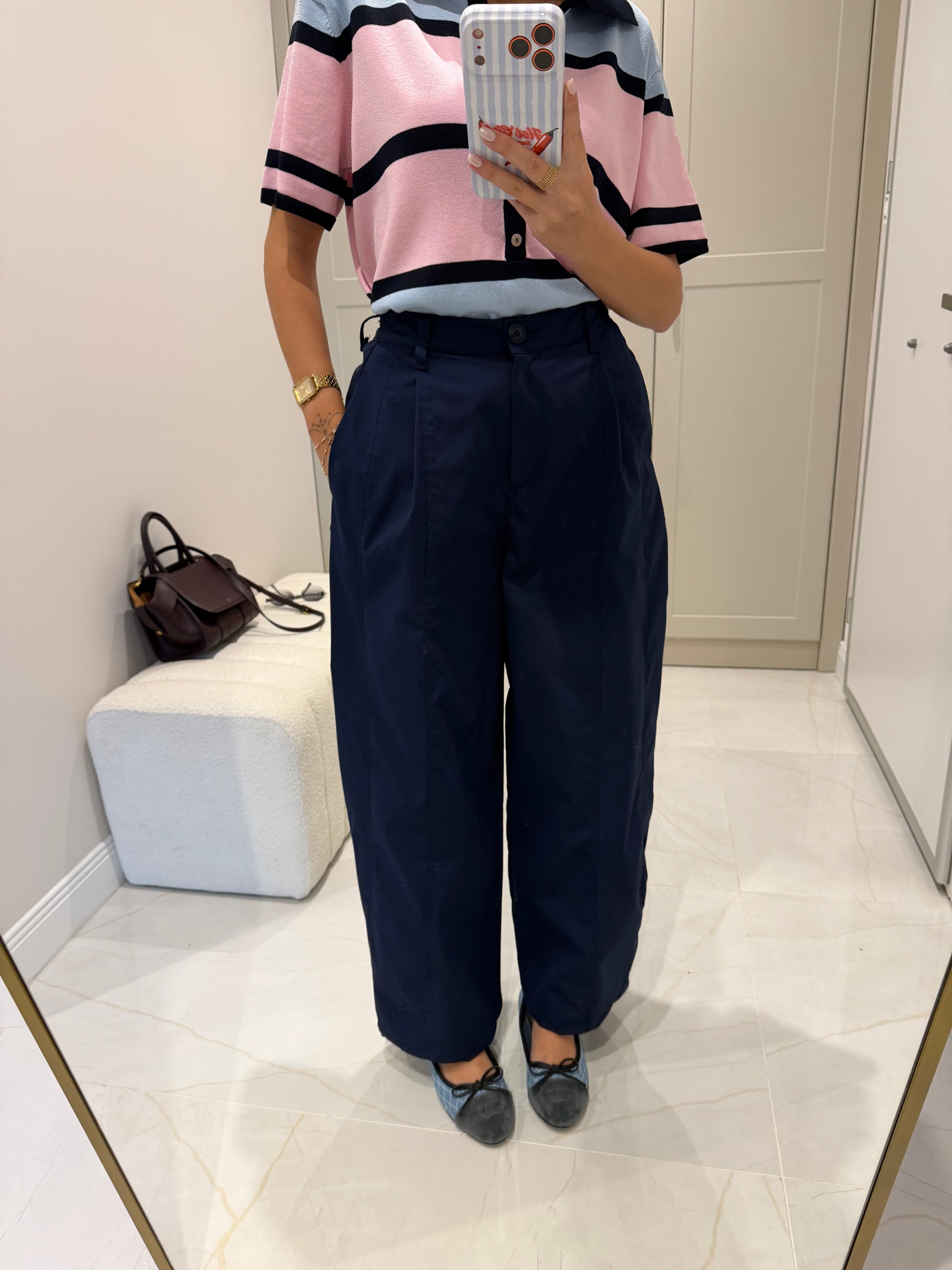 Lacivert Balon Kesim Gabardin Pantolon 