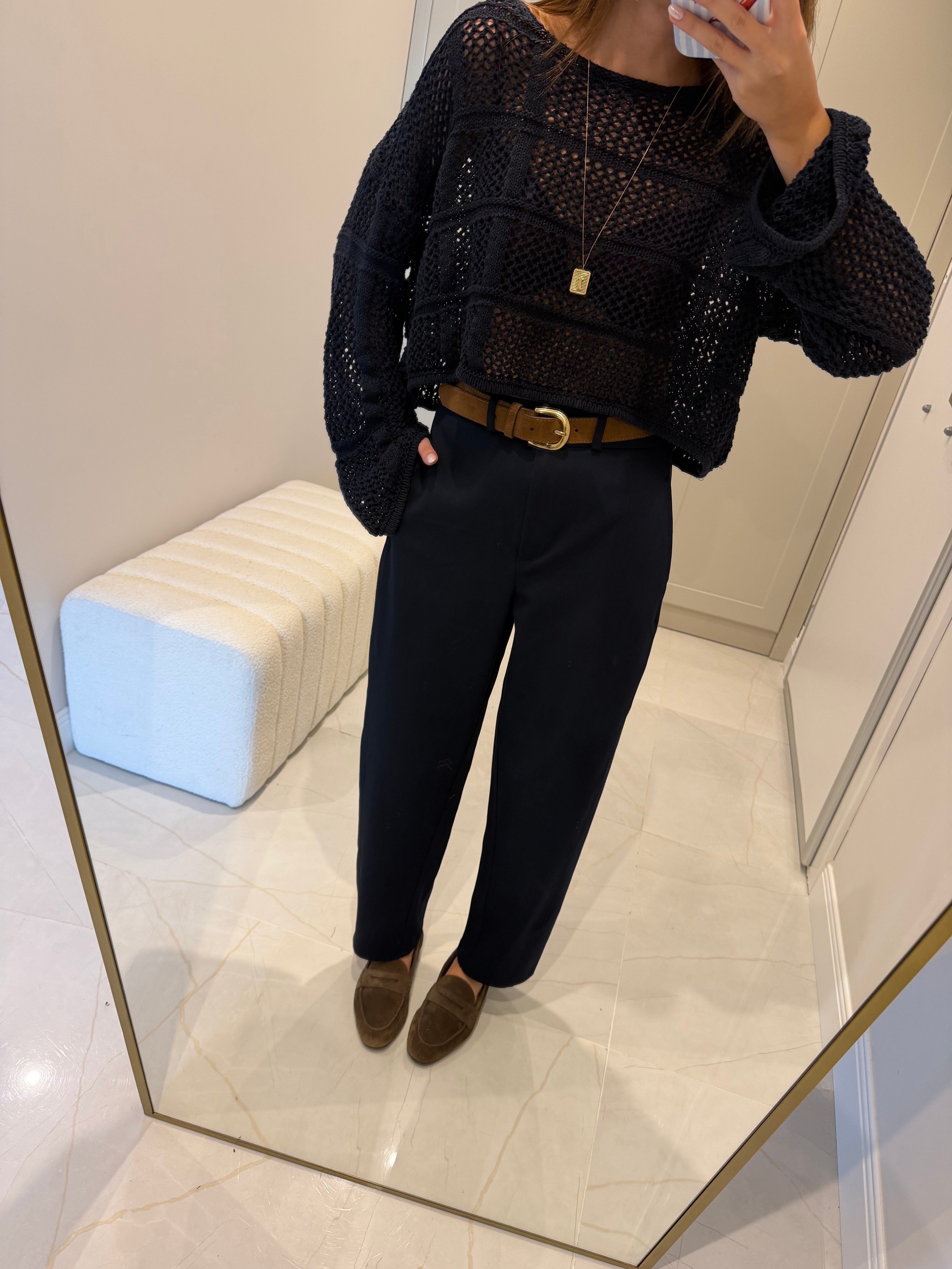 Lacivert Klasik Düz Kesim Gabardin Pantolon