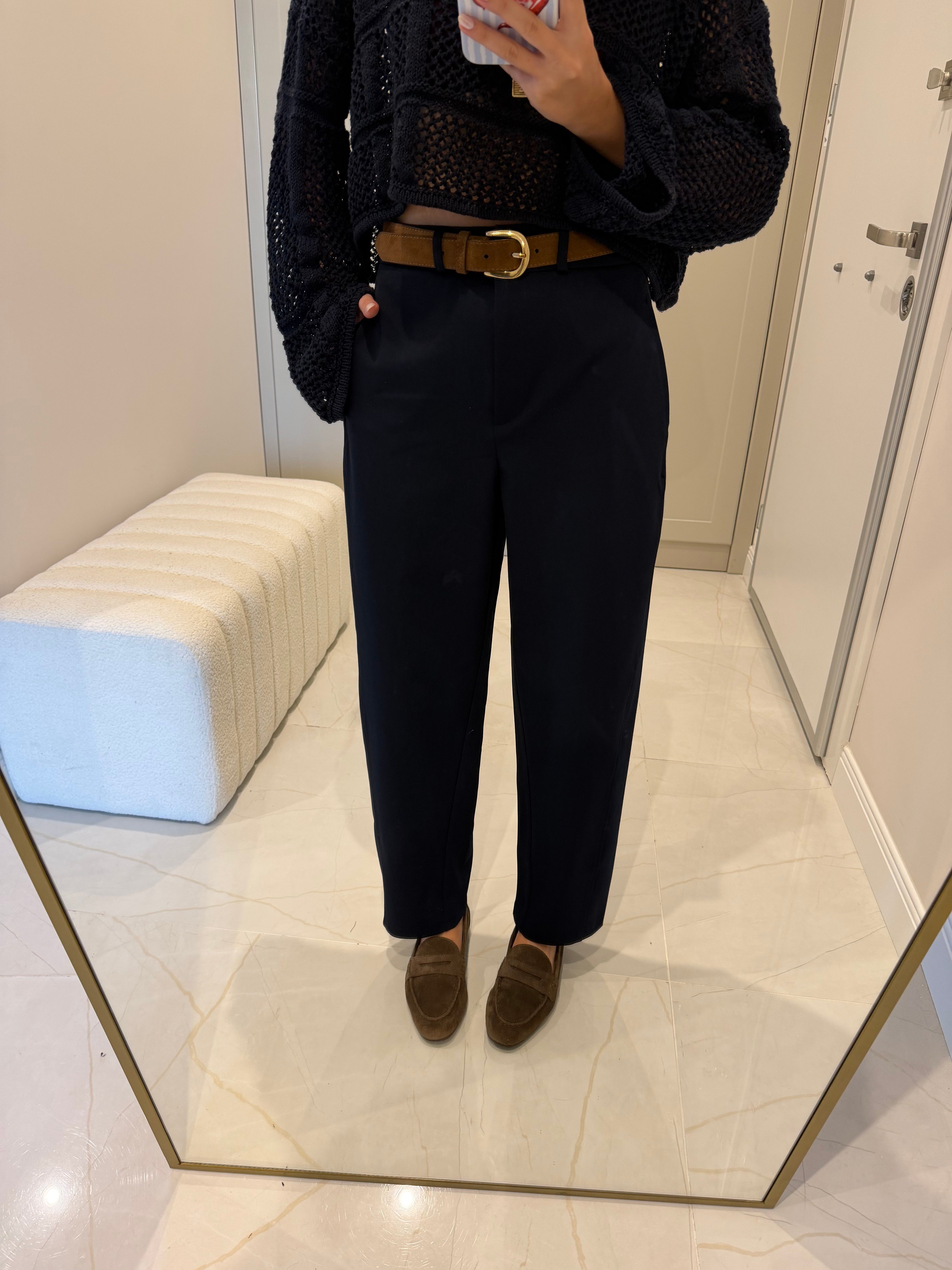 Lacivert Klasik Düz Kesim Gabardin Pantolon