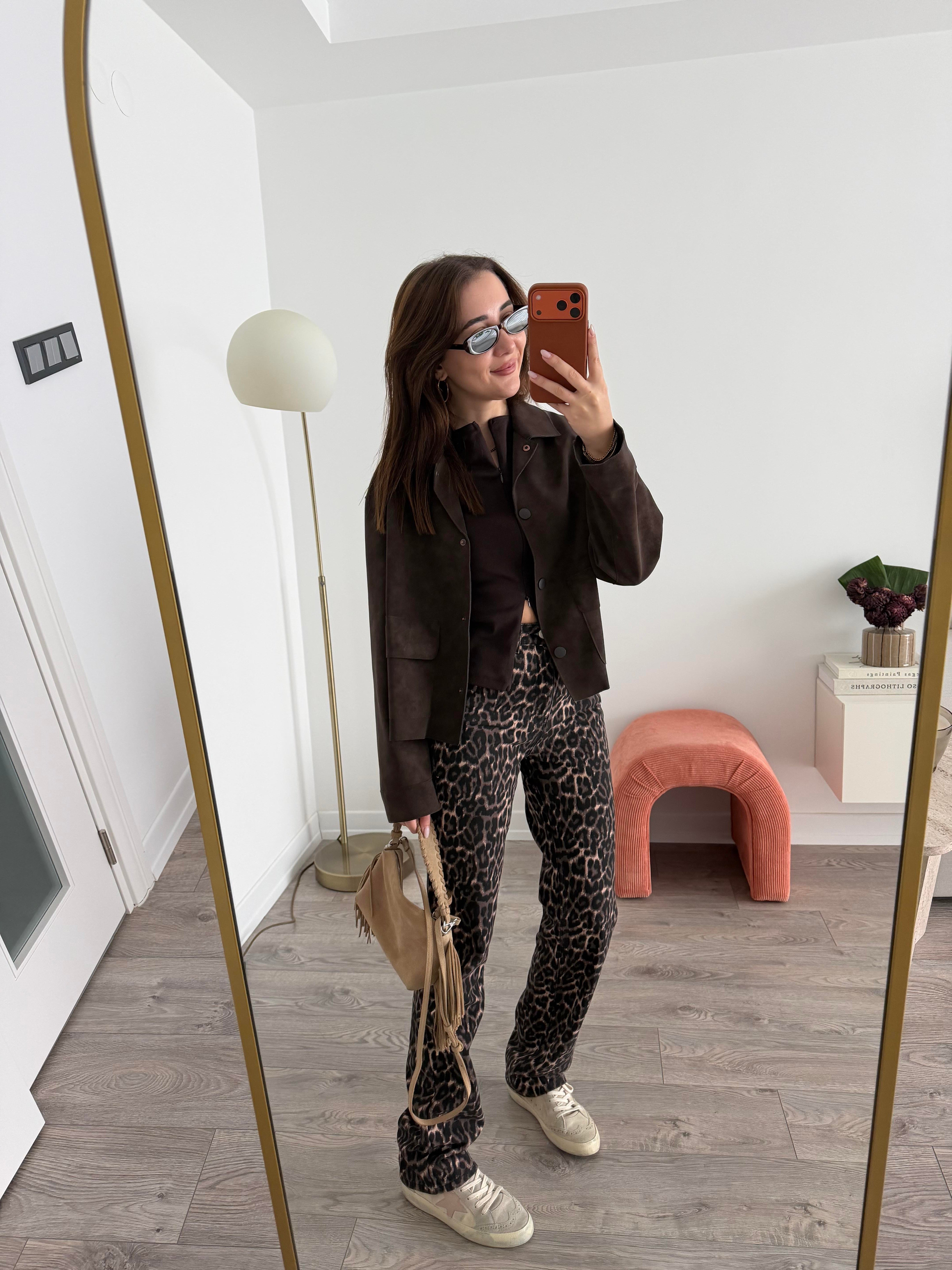 Leopar Desen Boru Paça Jean