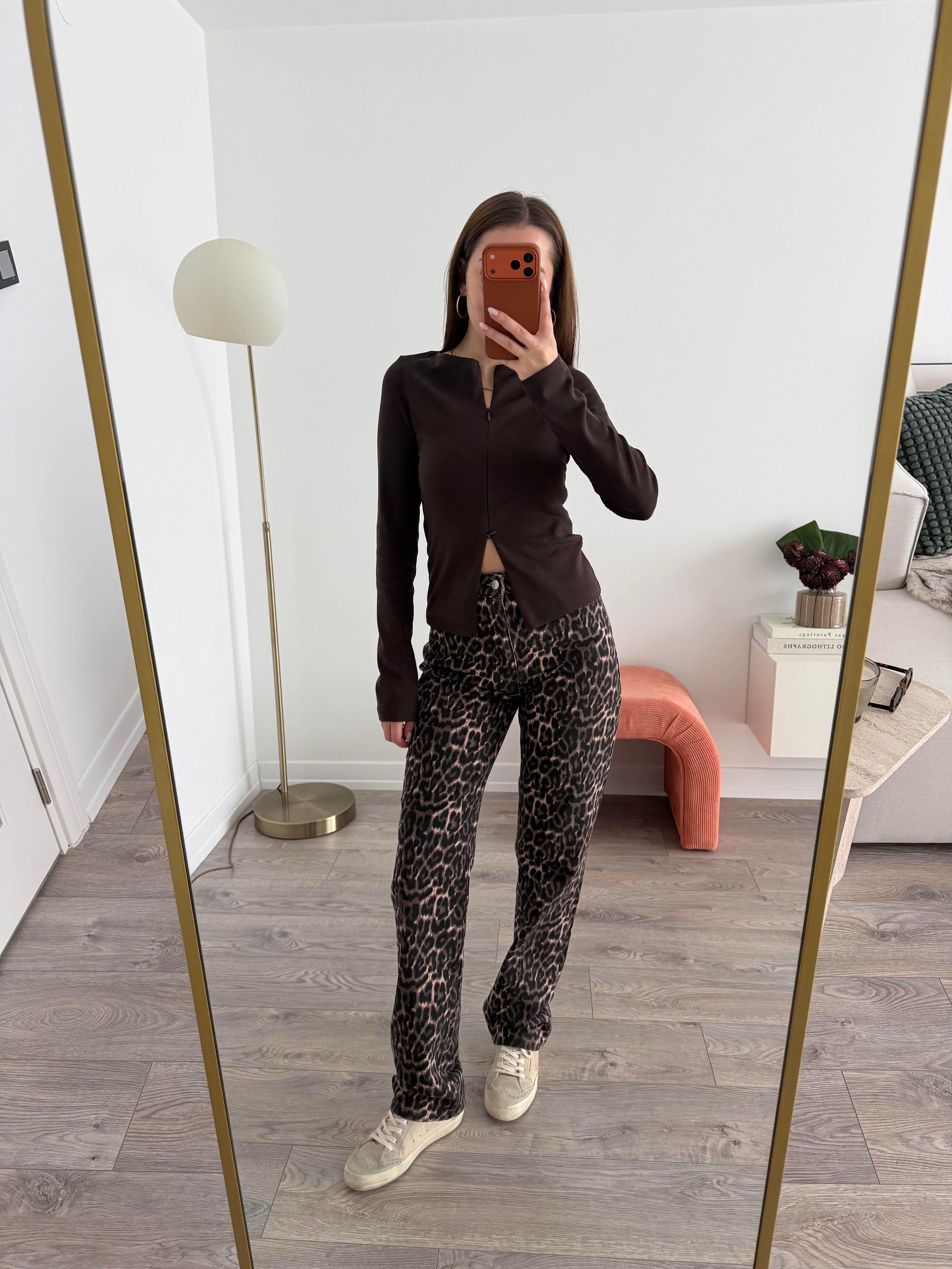 Leopar Desen Boru Paça Jean