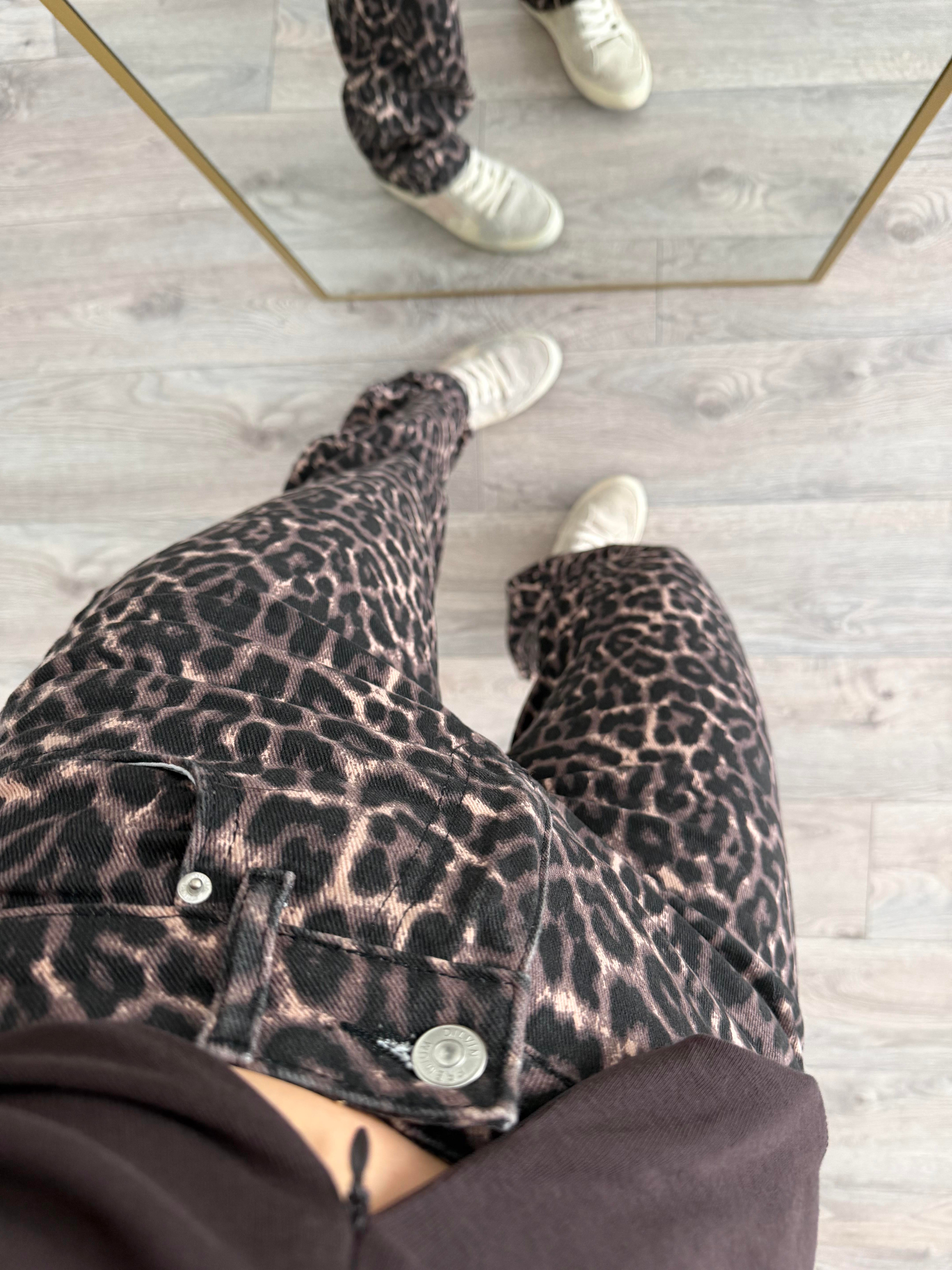 Leopar Desen Boru Paça Jean