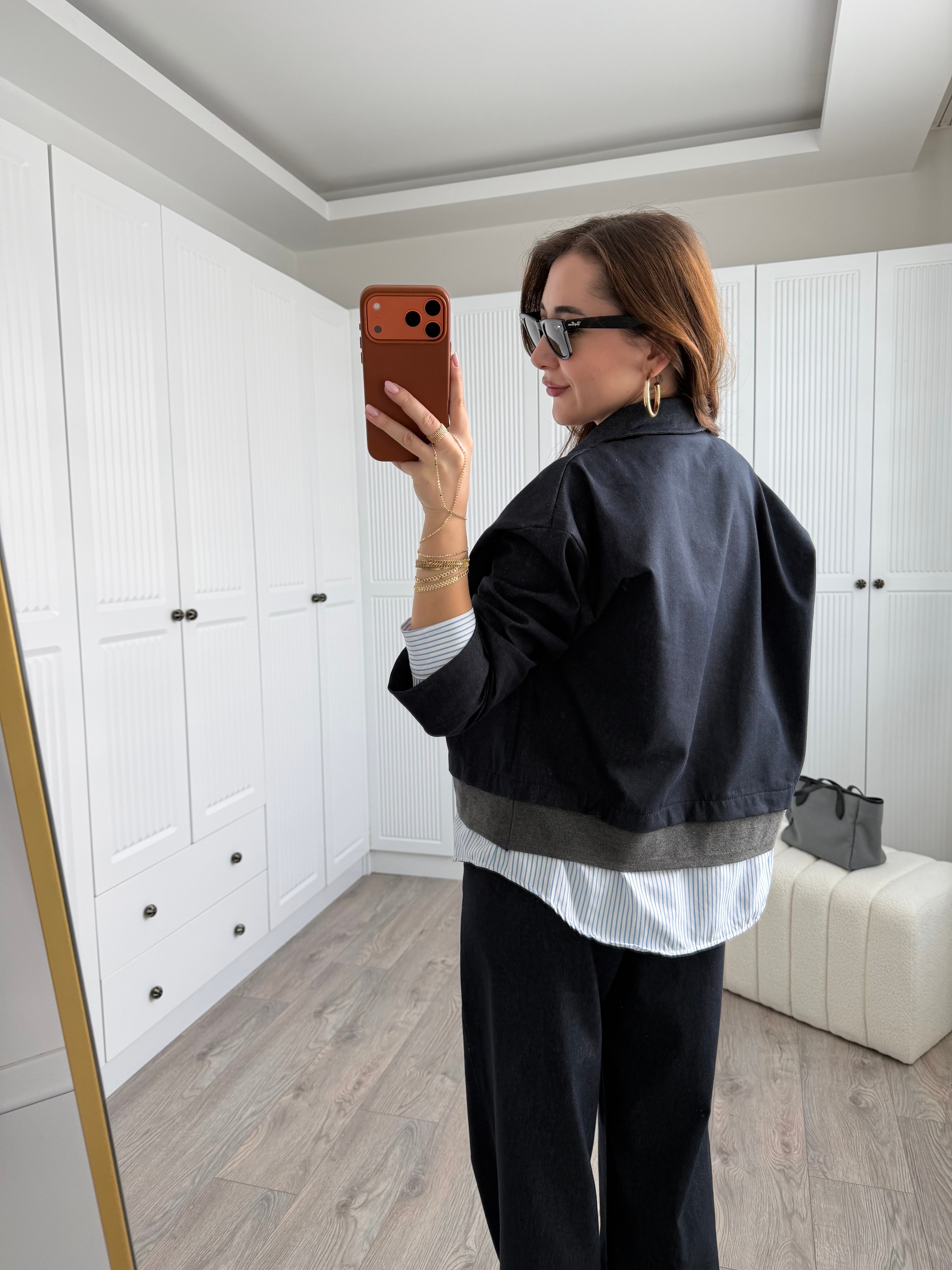 Marka Model Lacivert Poplin Garnili Likralı Jean Takım