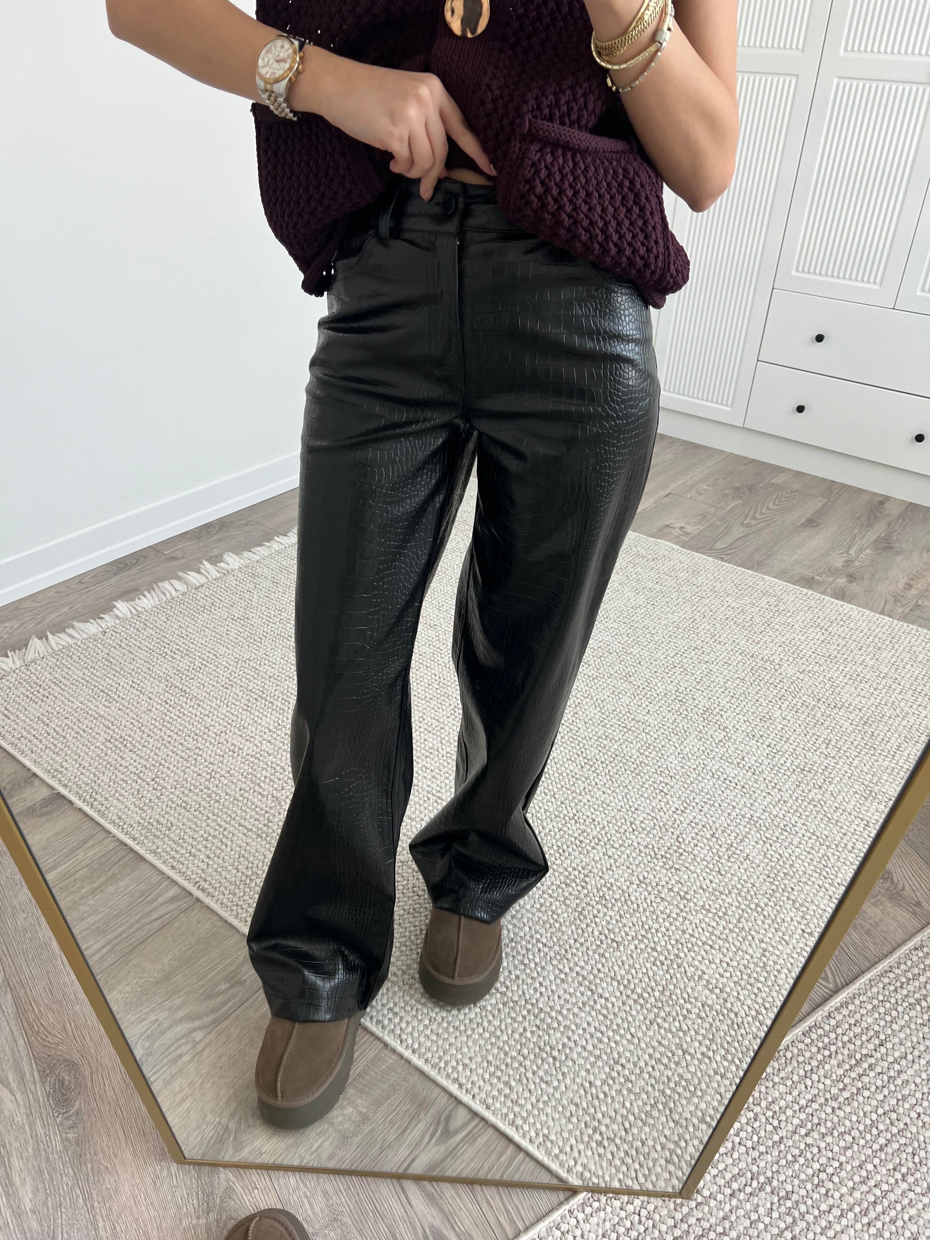 Marka Model Siyah Deri Pantolon 