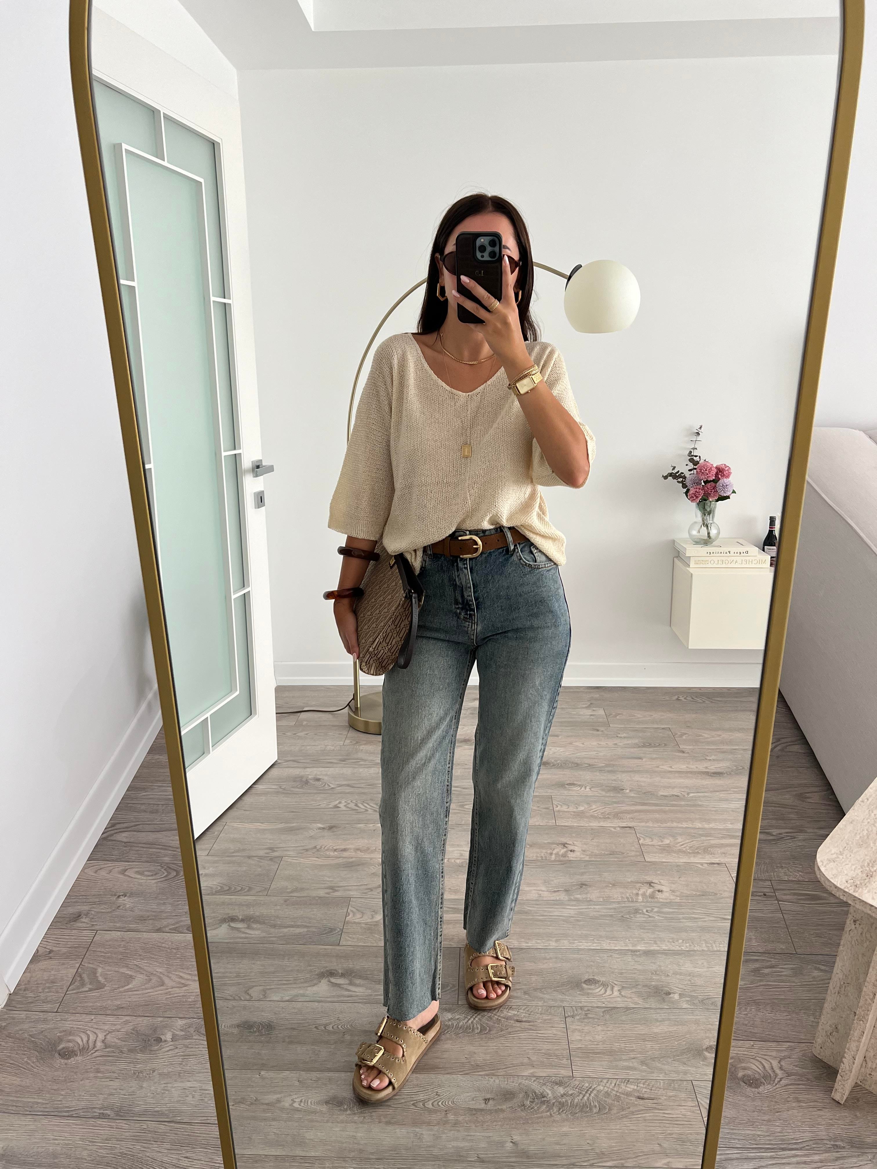 Mavi Taşlanmış Boyfit Jean