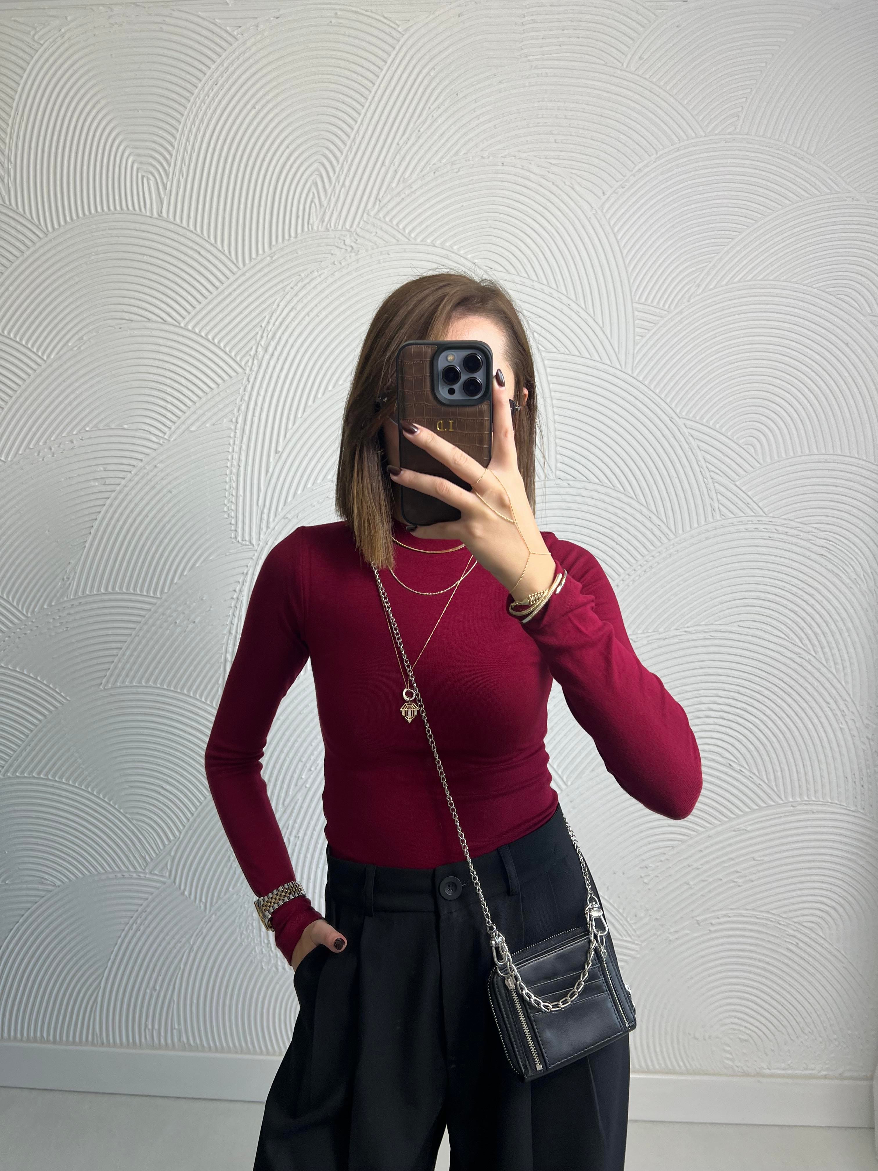 Orjinal Marka Bordo Pamuklu Basic