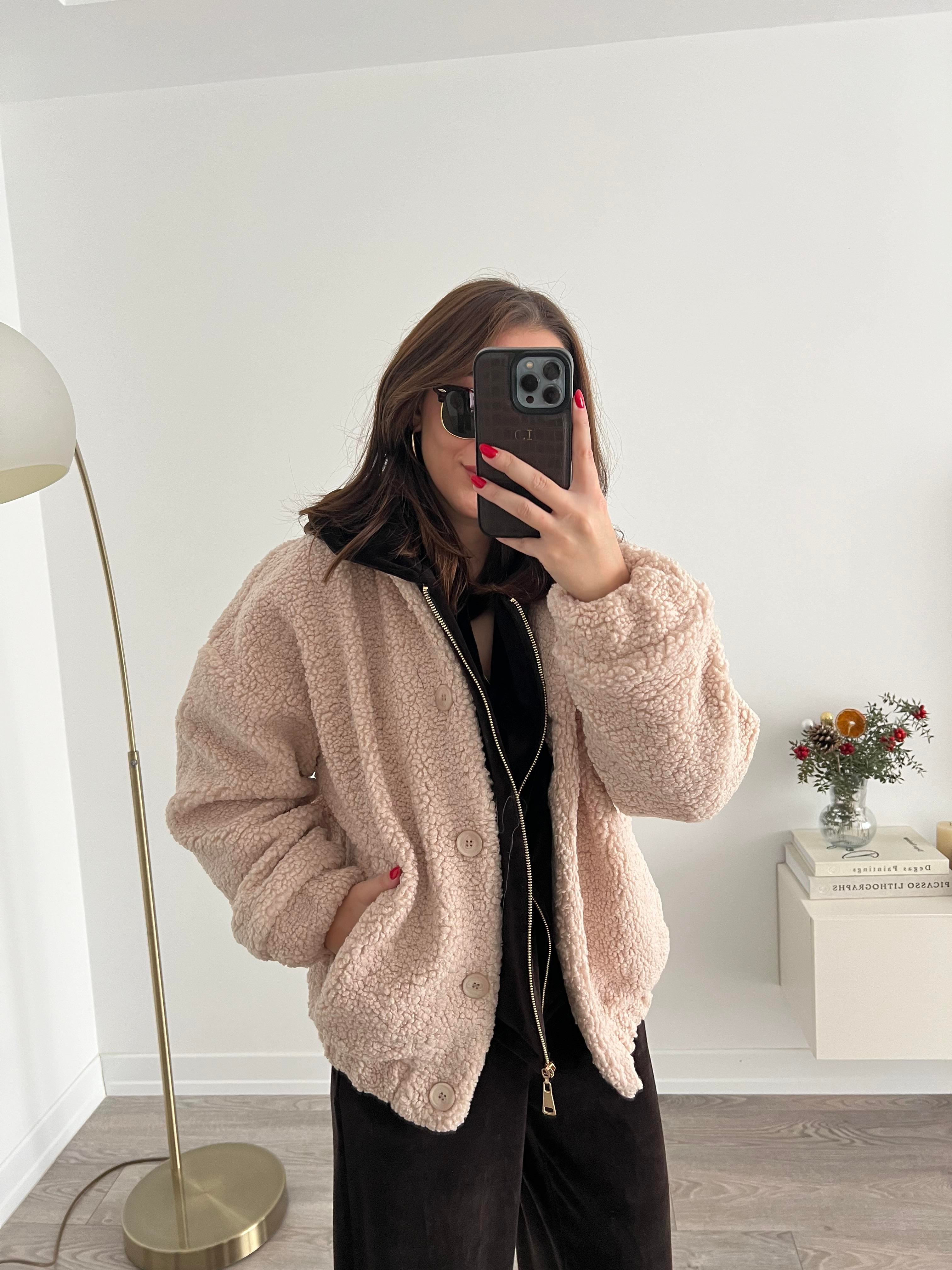 Peluş Düğmeli Bomber Ceket