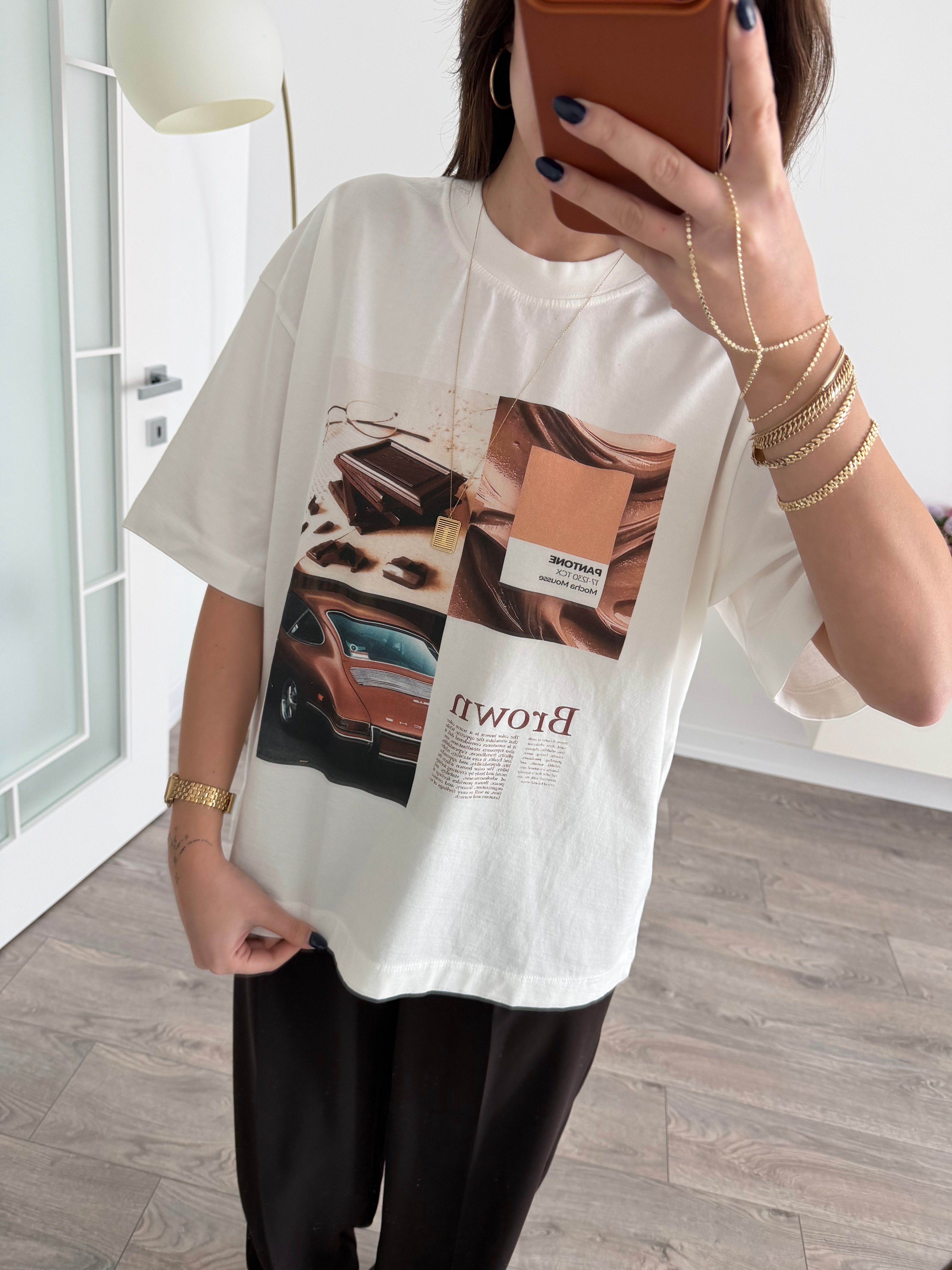 Pinterest Kahve Baskılı Tişört 