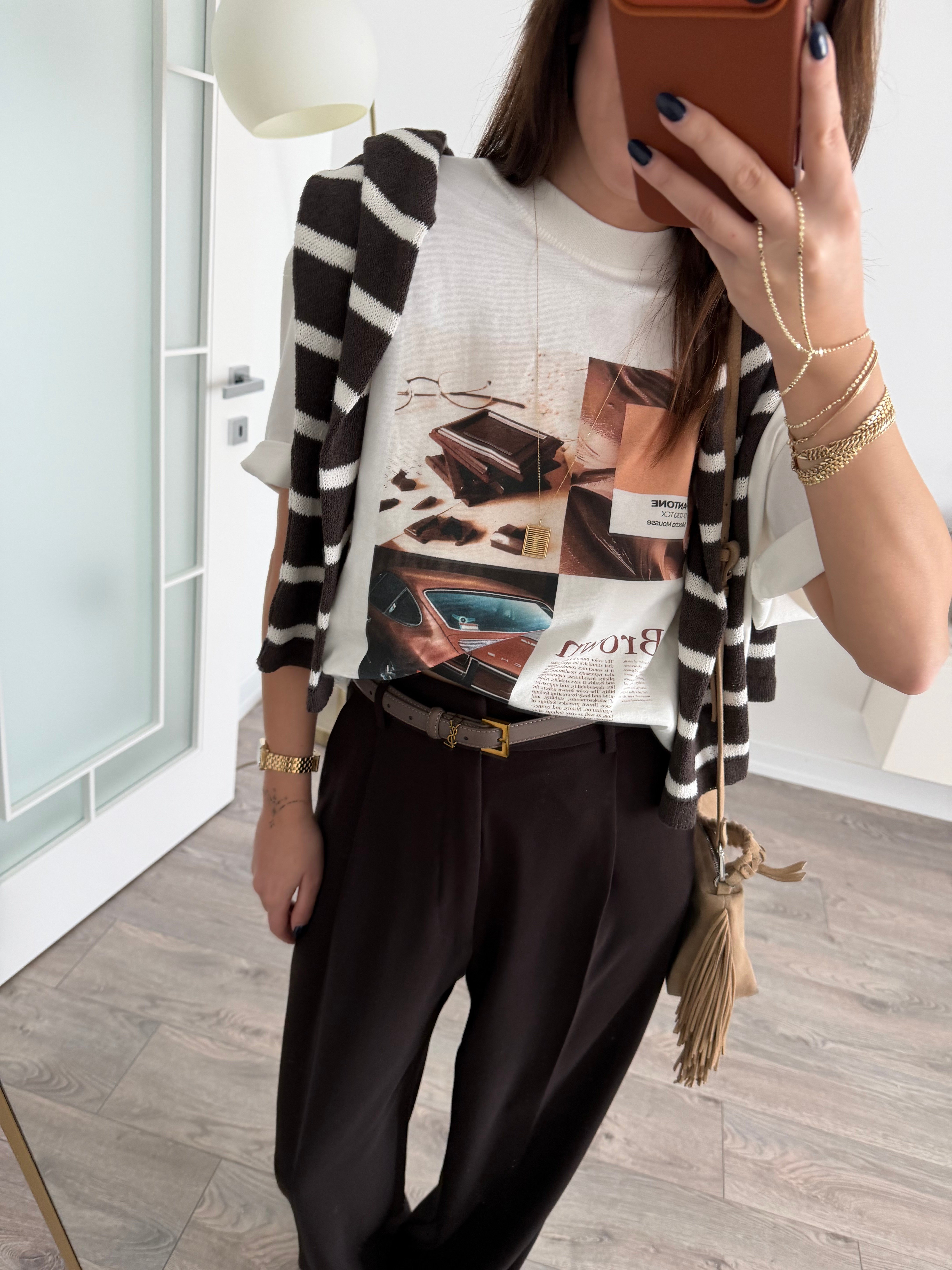 Pinterest Kahve Baskılı Tişört 