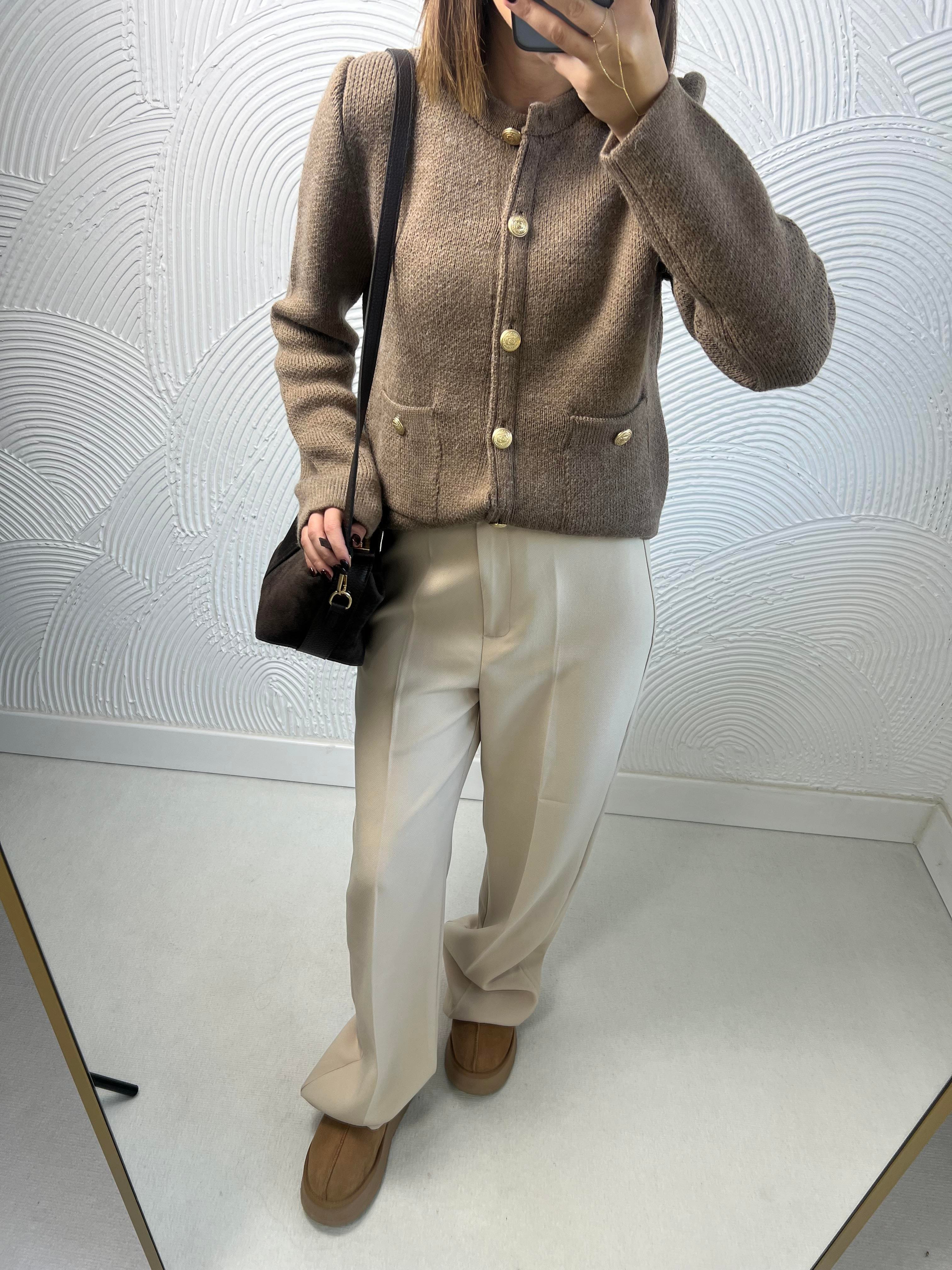 Premium Kalite Taş Rengi Palazzo Pantolon 