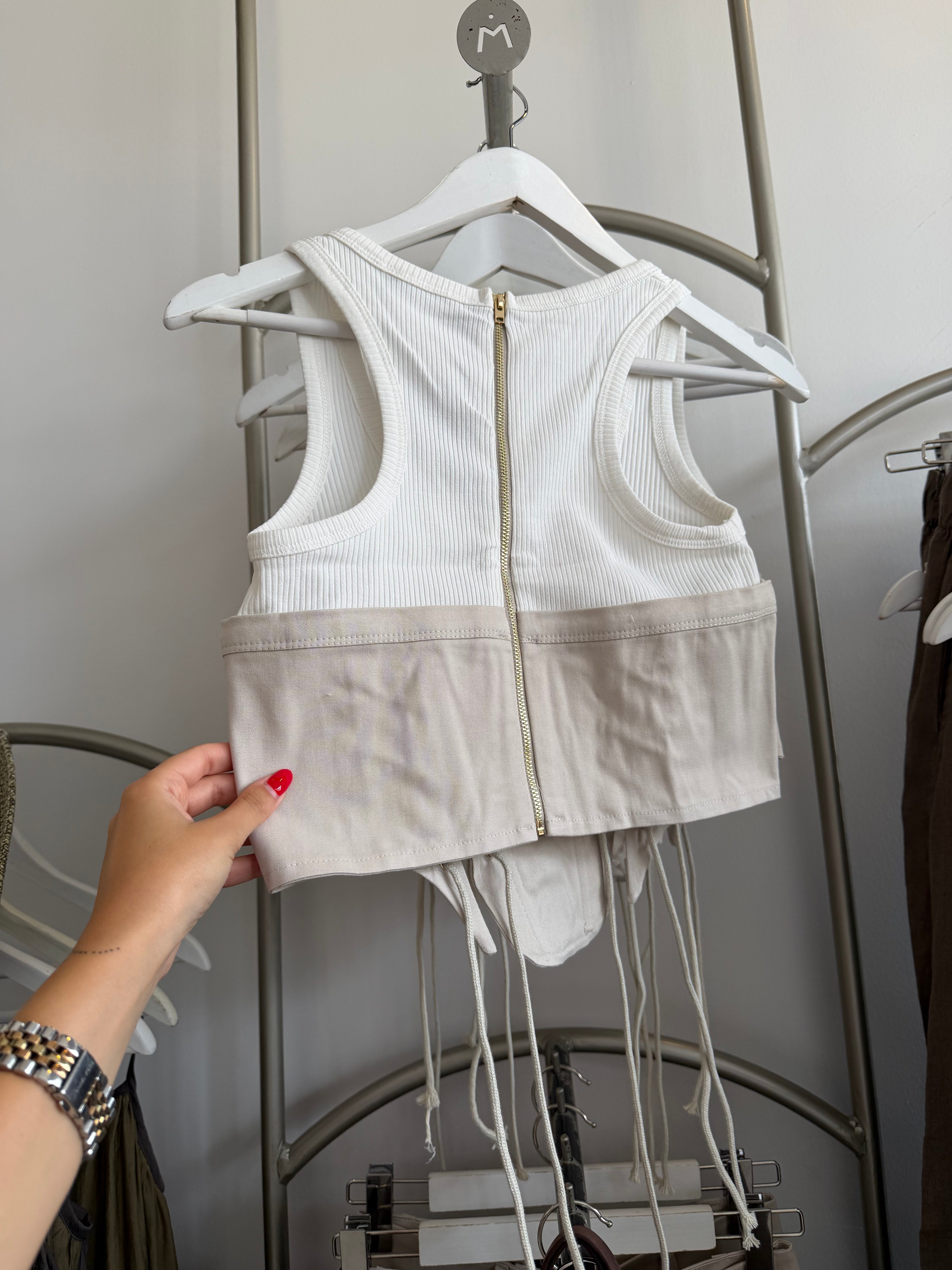 Sgaza Model Büstiyer Pantolon Krem Takım 