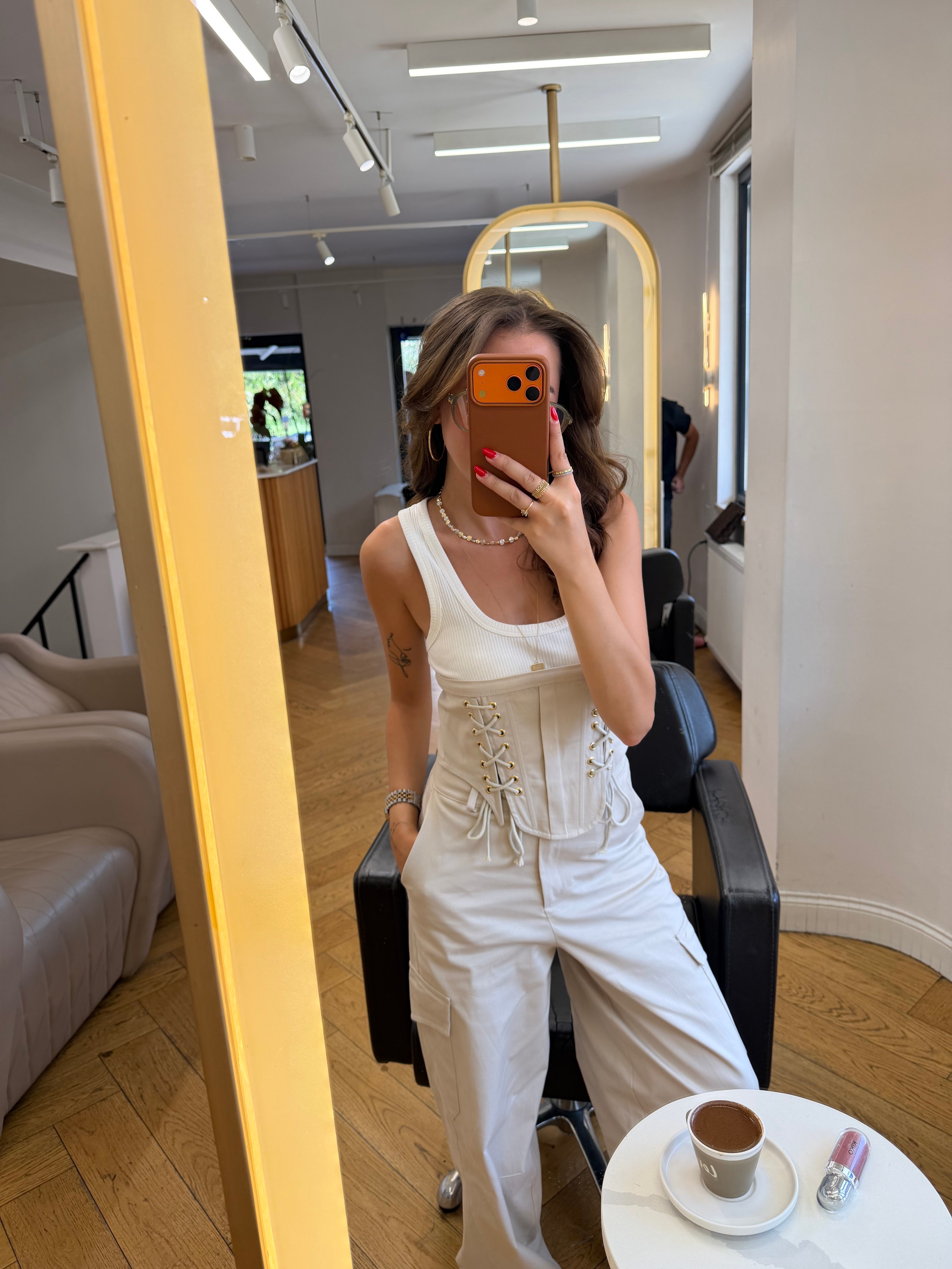 Sgaza Model Büstiyer Pantolon Krem Takım 