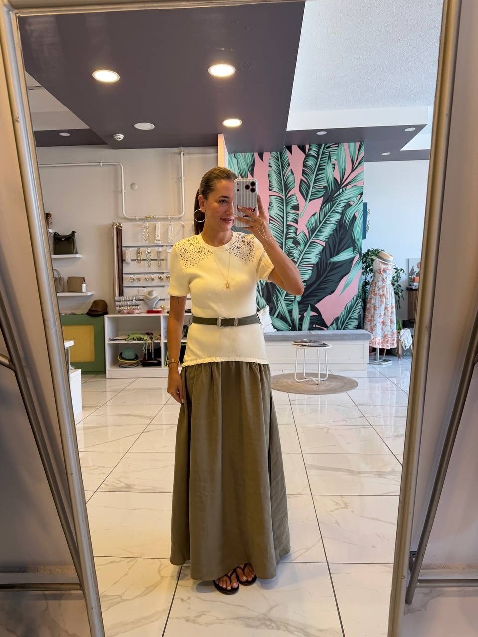 Twst Model Kemerli Triko Mix Elbise