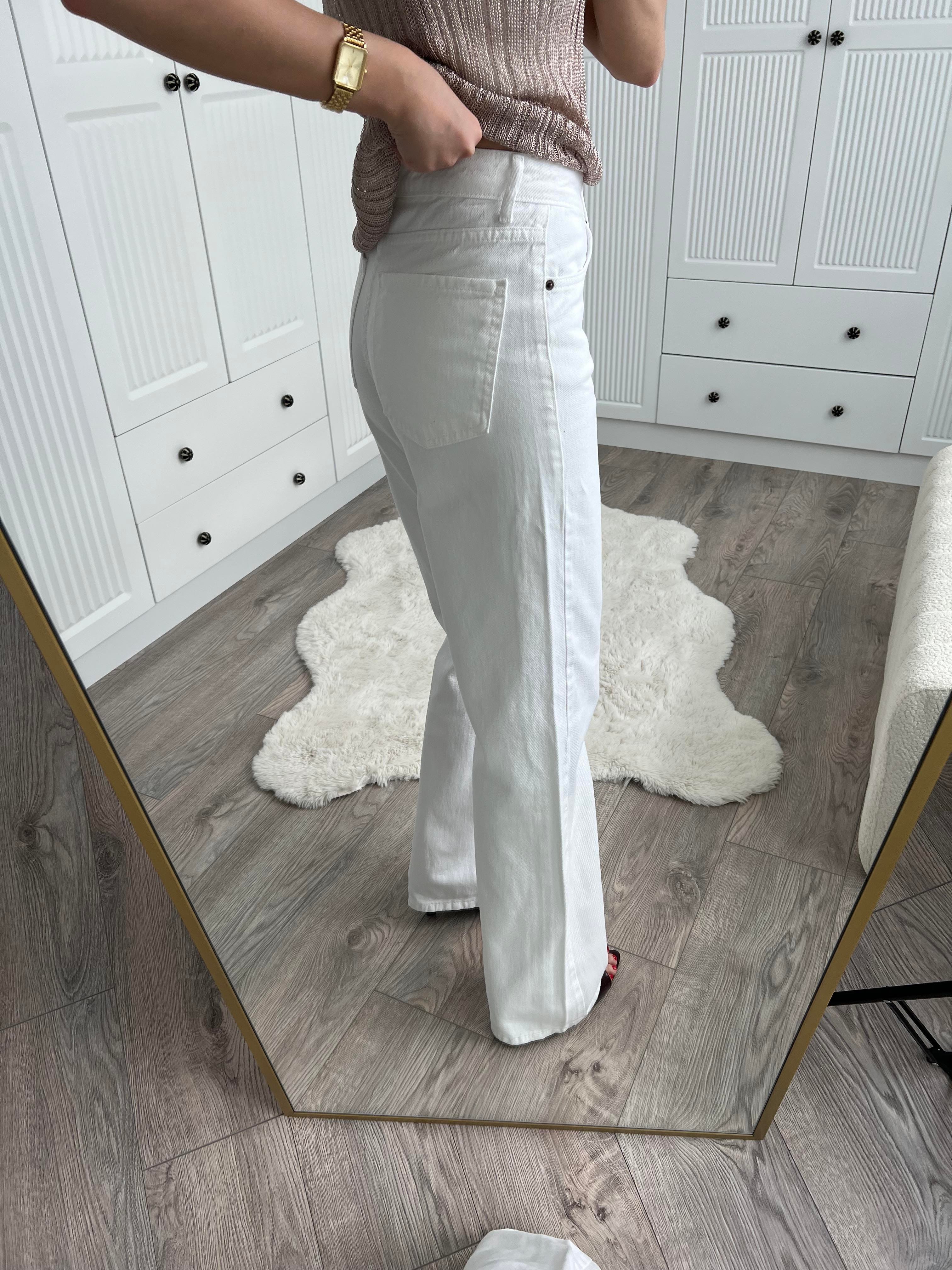 ZR Etiketli Beyaz Straight Jean